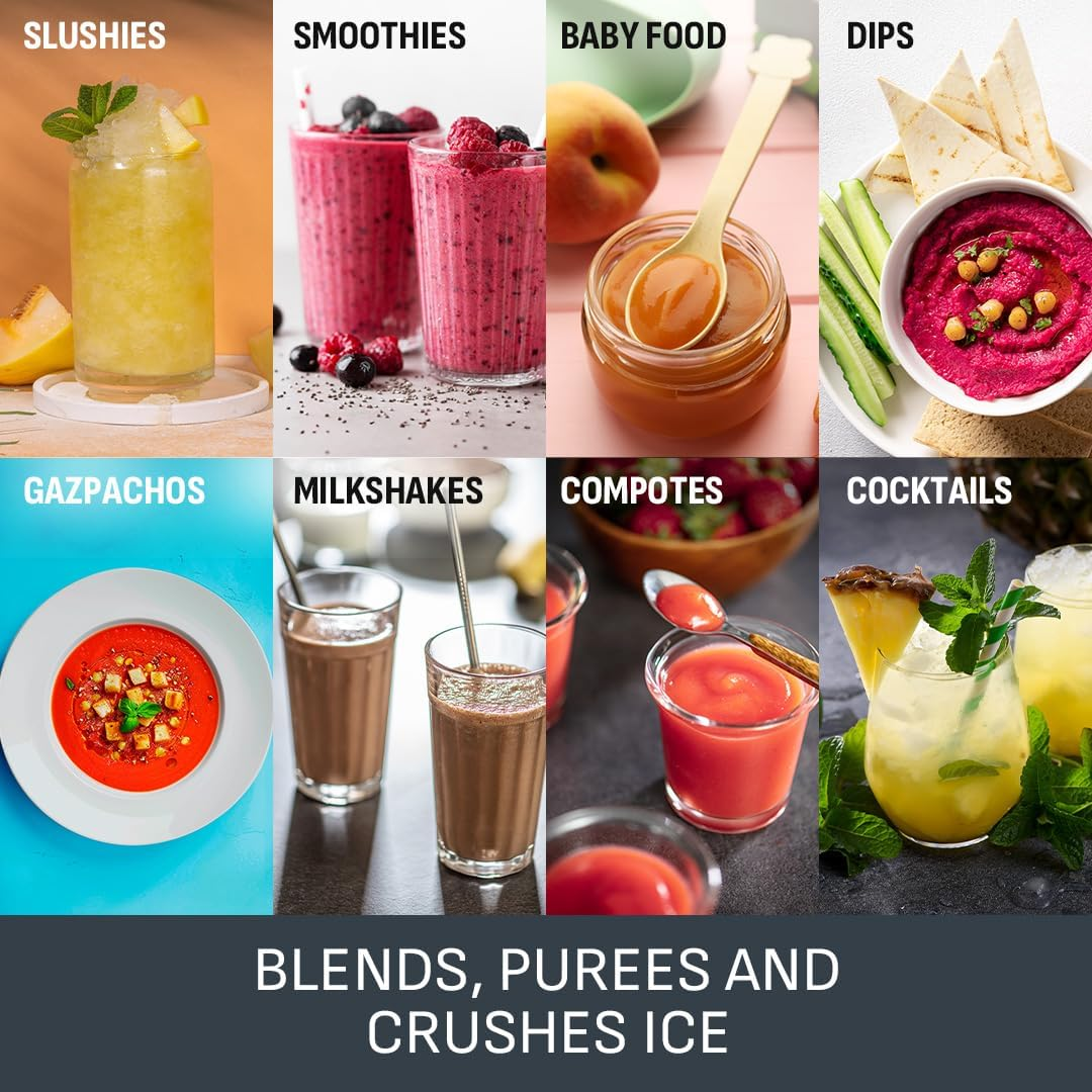 Tefal Blendforce II Blender, 2L Plastic Jug, 1.25L Effective Capacity, 600W, 4 Removable Stainless Steel Blades, Smoothie Blender, Ice Crush, 2 Speeds + Pulse Kitchen Blender, Black, BL420840 image number 5