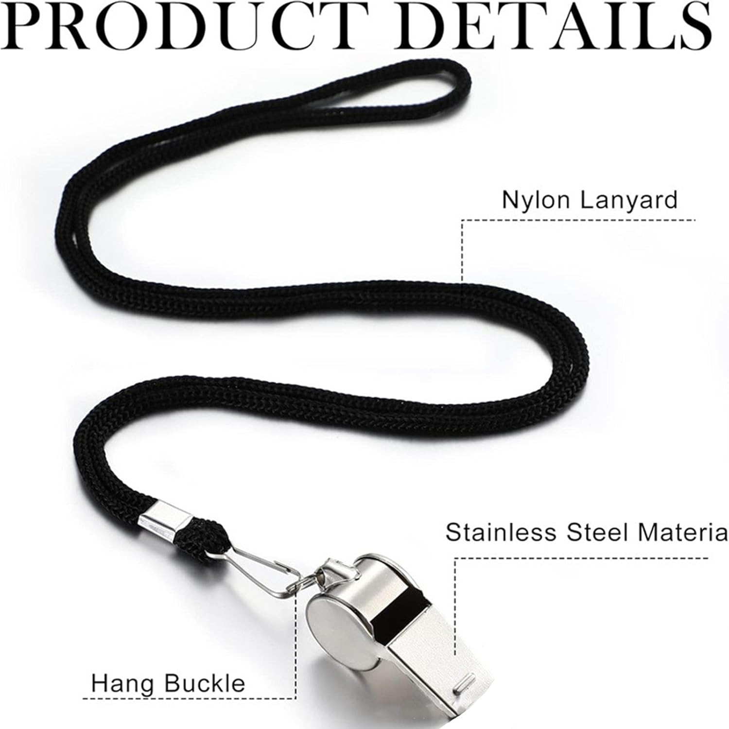 XUTONG 7Pcs Whistle,Stainless Steel Whistle Loud Crisp Sound Coach Whistles Metal Whistle with Lanyard for Referees,Polices,Training,Teachers image number 3