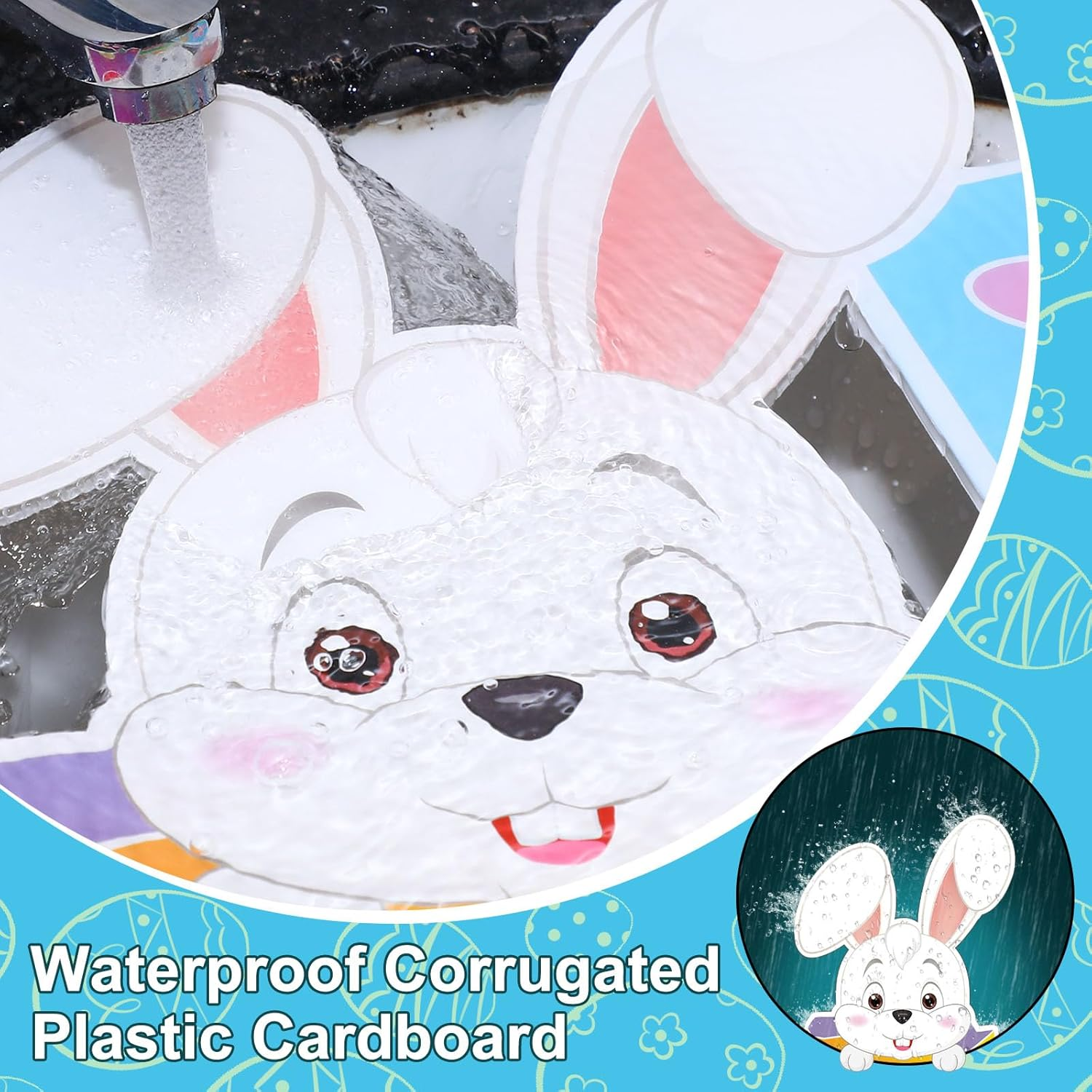 Yalikop 4 Pcs Happy Easter Yard Signs Decorations Outdoor Lawn Decorations Eggs Yard Stake Sign Bunny Outdoor Decorative Stake Signs with 16 Plastic Stakes for Garden Easter Party Supplies Prop image number 3