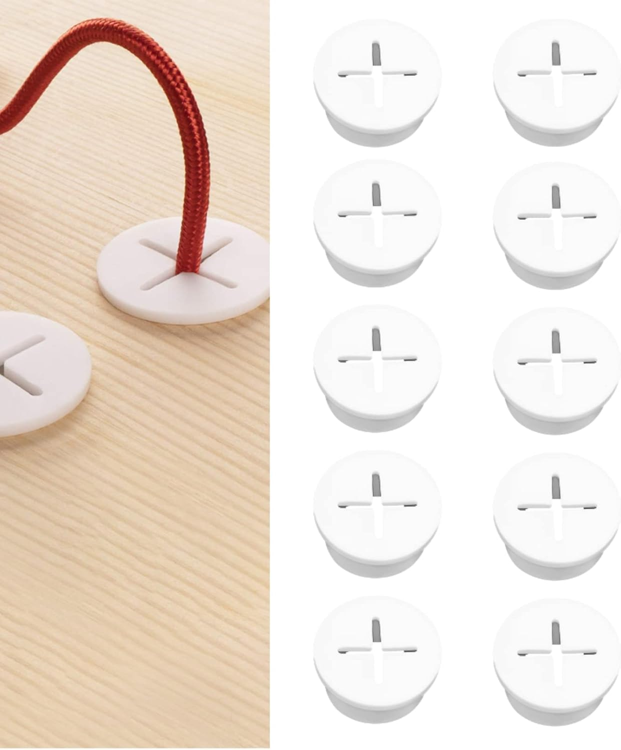 Morobor 6Pcs Flexible Silicone Cable Cord Grommet, 25Mm White Rubber Grommets for Desk, Table, Wire Hole Cover Cable Management Wire Organizer image number 3