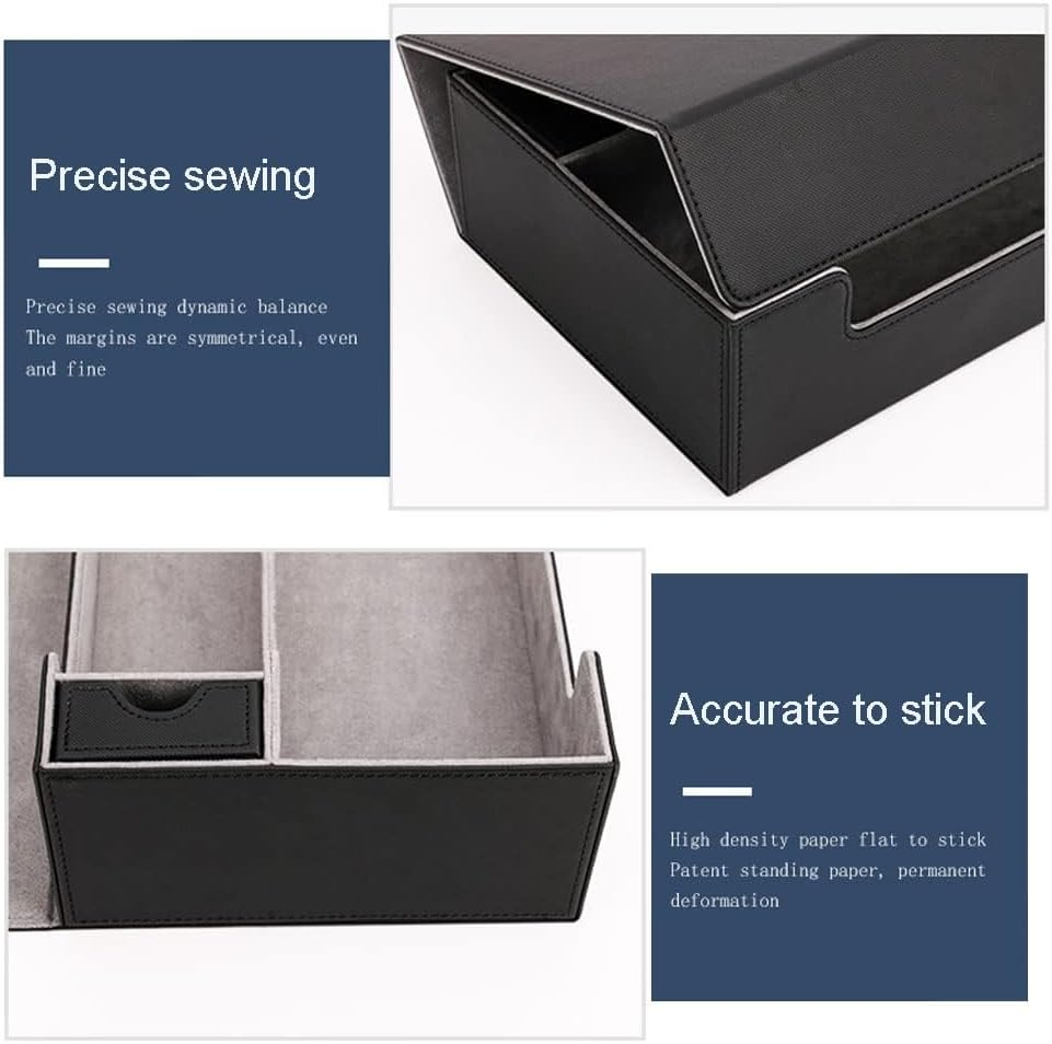 YOZOTI Card Deck Box Leather Large Size Fit 550 plus Sleeved Cards Compatible with Single/Double Sleeved Toploader MTG TCG Ccg(Black,Blue)