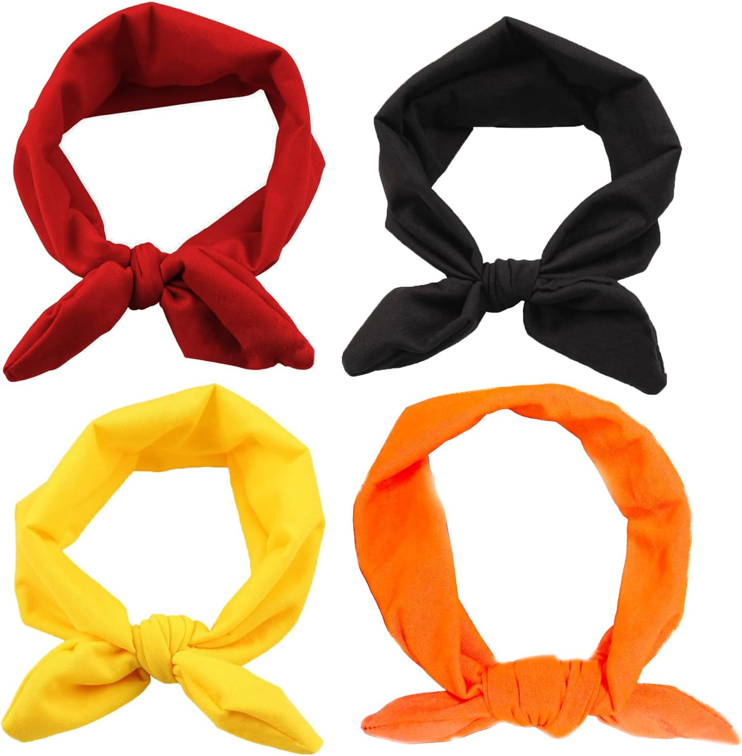 Yuyeran 4PCS Women Elastic Bow Hairband Adult Turban Knotted Bunny Ears Headband Headdress Hair Accessories Headwrap image number 3