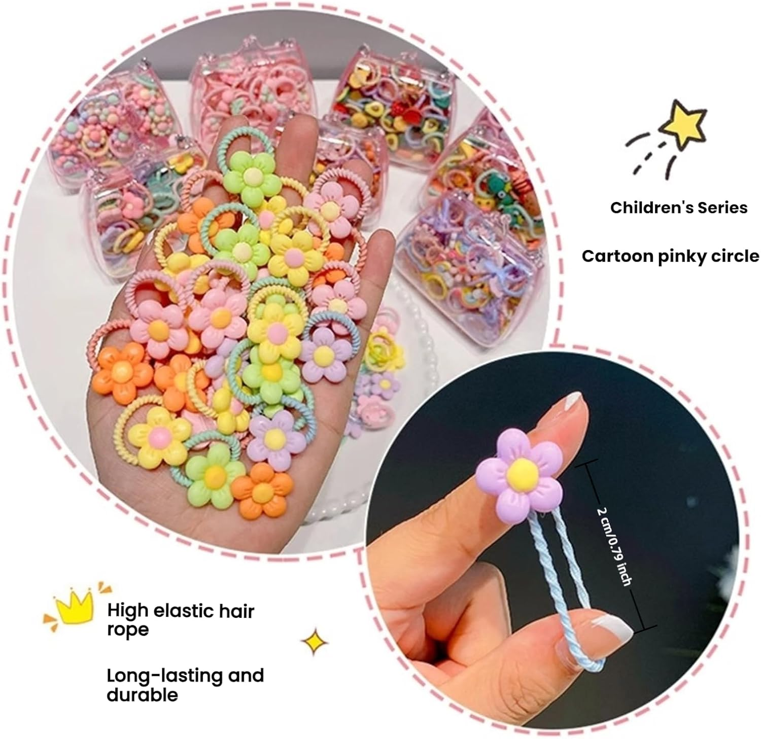 40Pcs Baby Girl Hair Ties with Lovely Bag Soft Candy Rubber Bands Cartoon Elastic Flower Hair Ties Pigtails Hair Accessories for Girls Infants Toddlers image number 6