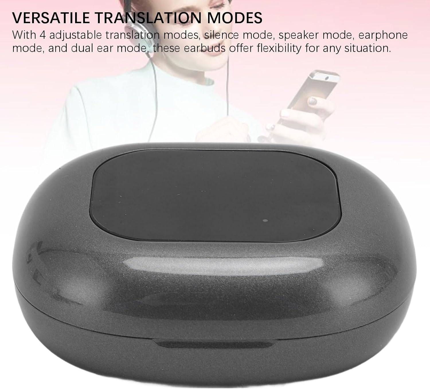 ASHATA Translation Earbuds Real Time with 144 Languages & Accents Online, Two Way Translator Device, AI Language Translator Earbuds, Headphones Translating Device with Charging Case image number 2