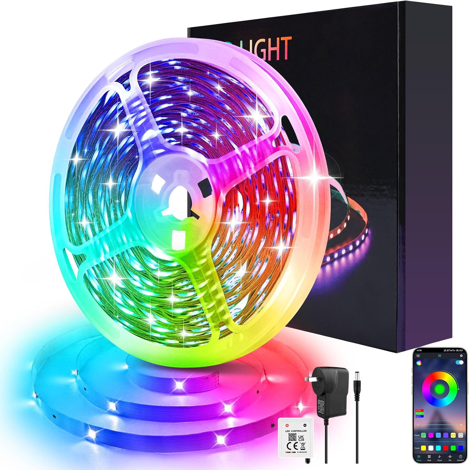 10M/16FT Bluetooth LED Strip Lights, RGB LED Lights with Music Sync, Remote APP Control, Flexible DIY Multi-Colour String Lights for Kitchen, Garden,Party,Pc Decoration,Bedroom (10M) image number 3