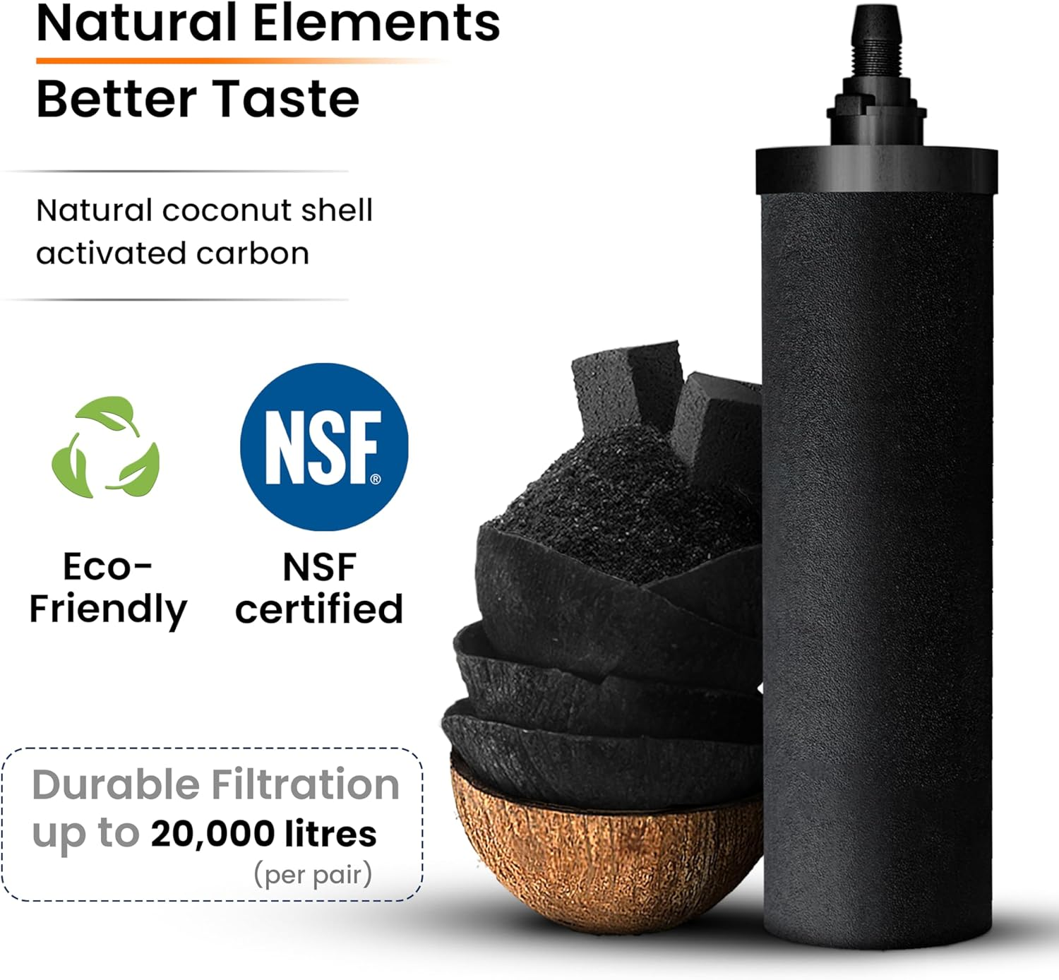 8 Litre Gravity Fed Stainless Steel Drinking Water Filter with 2 Phoenix Carbon Water Filter Cartridges, Stainless Steel Tap. image number 1