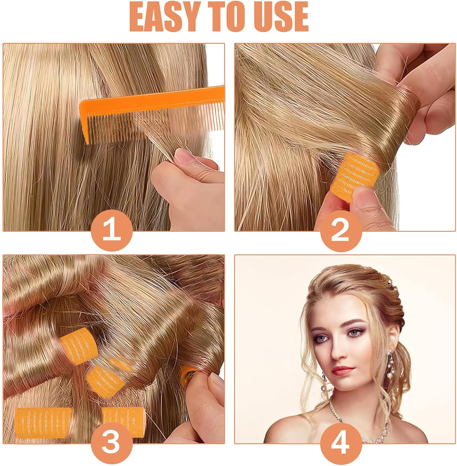 EUYKQNOI Pack of 37 Self-Adhesive Small Hair Rollers for Salon, Hairdressers, Rat, Tail, Comb, Curlers, Comes with a Steel Needle Tip Tail Comb, A, A image number 3