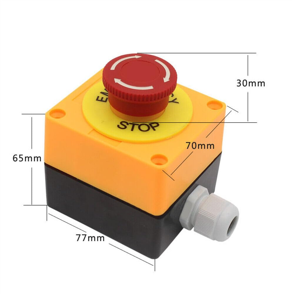 Red Mushroom Emergency Stop Shut off Push Button Switch NO NC E-Stop Push Button image number 3