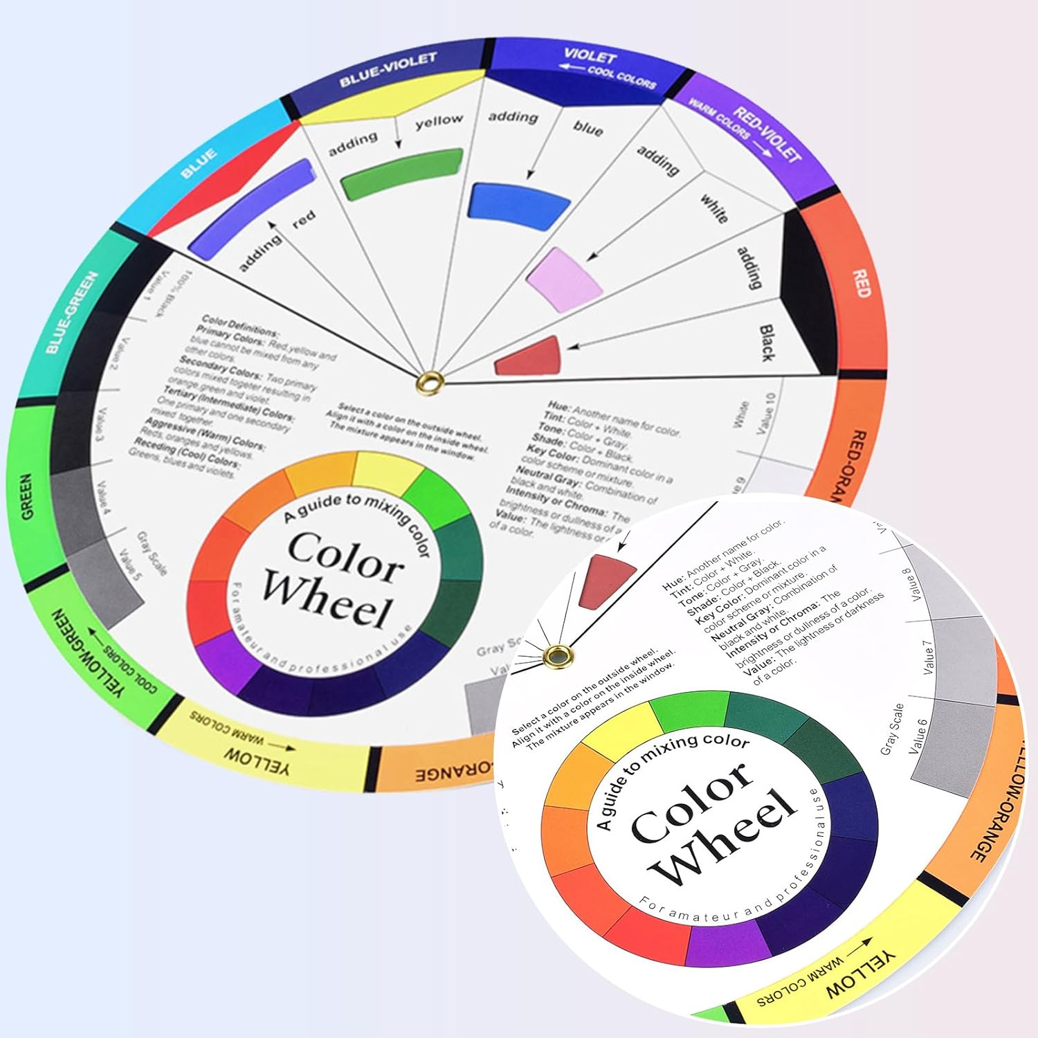 Creative Color Wheel 23.5Cm Rotatable Color Wheel Watercolor Color Mixing Guide Wheel Paint Mixing Learning Guide Art Class Teaching Tool for Makeup Painting Suitable for School Office image number 1