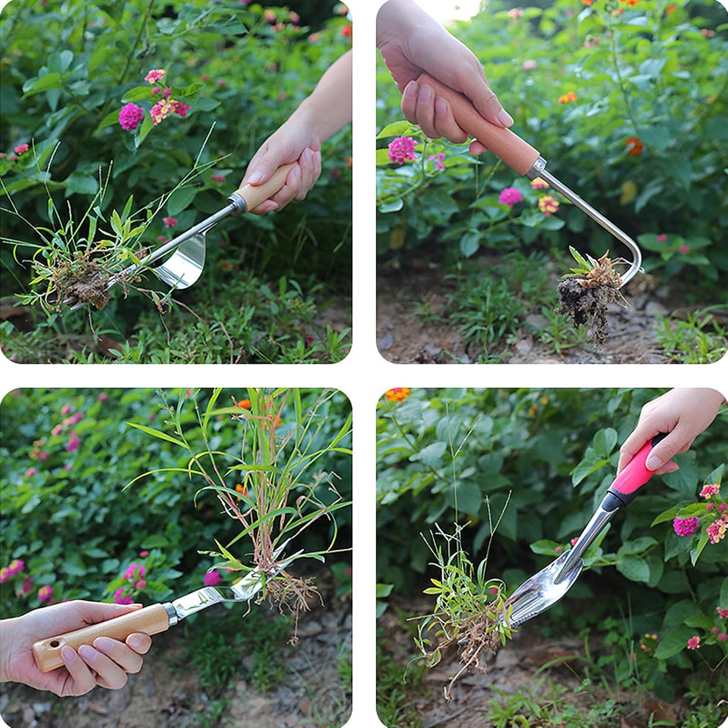 Lvpradior 4 Pack Weed Puller Tool, Stainless Steel Garden Hand Weeder, Effectively Pull Out Weeds & Their Roots, Manual Weeding Machine for Yard and Garden image number 2