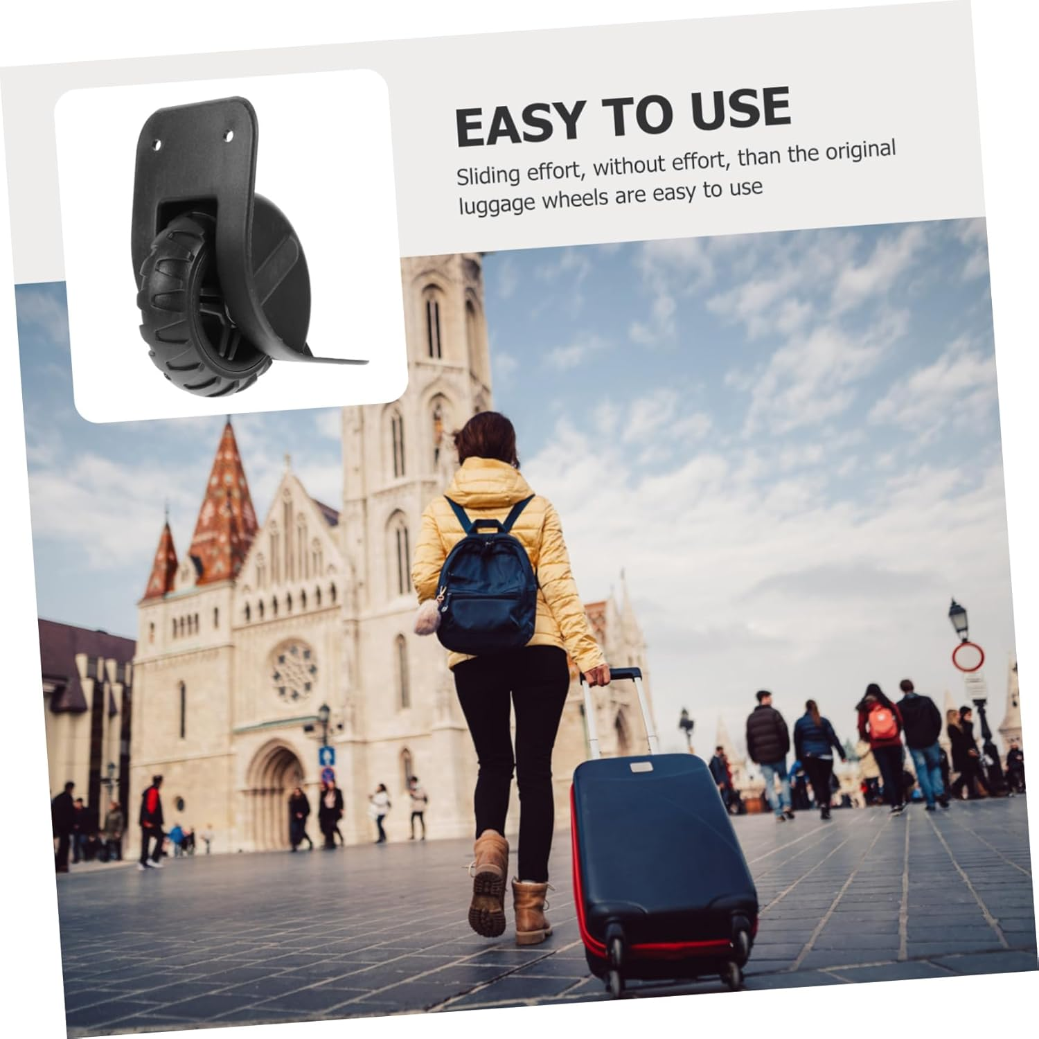 GLEAVI 4Pcs Suitcase Replacement Wheel W-097 Tank Luggage Wheels Wear Resistant Lightweight Low Noise Heavy Duty Bearing Caster Roller Single Side image number 3