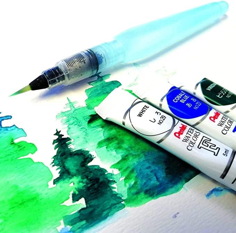 Pentel Arts Water Colour Paints 12 Assorted Colours with a Bonus Medium Aquash Water Brush (OYWFRS-12) image number 4
