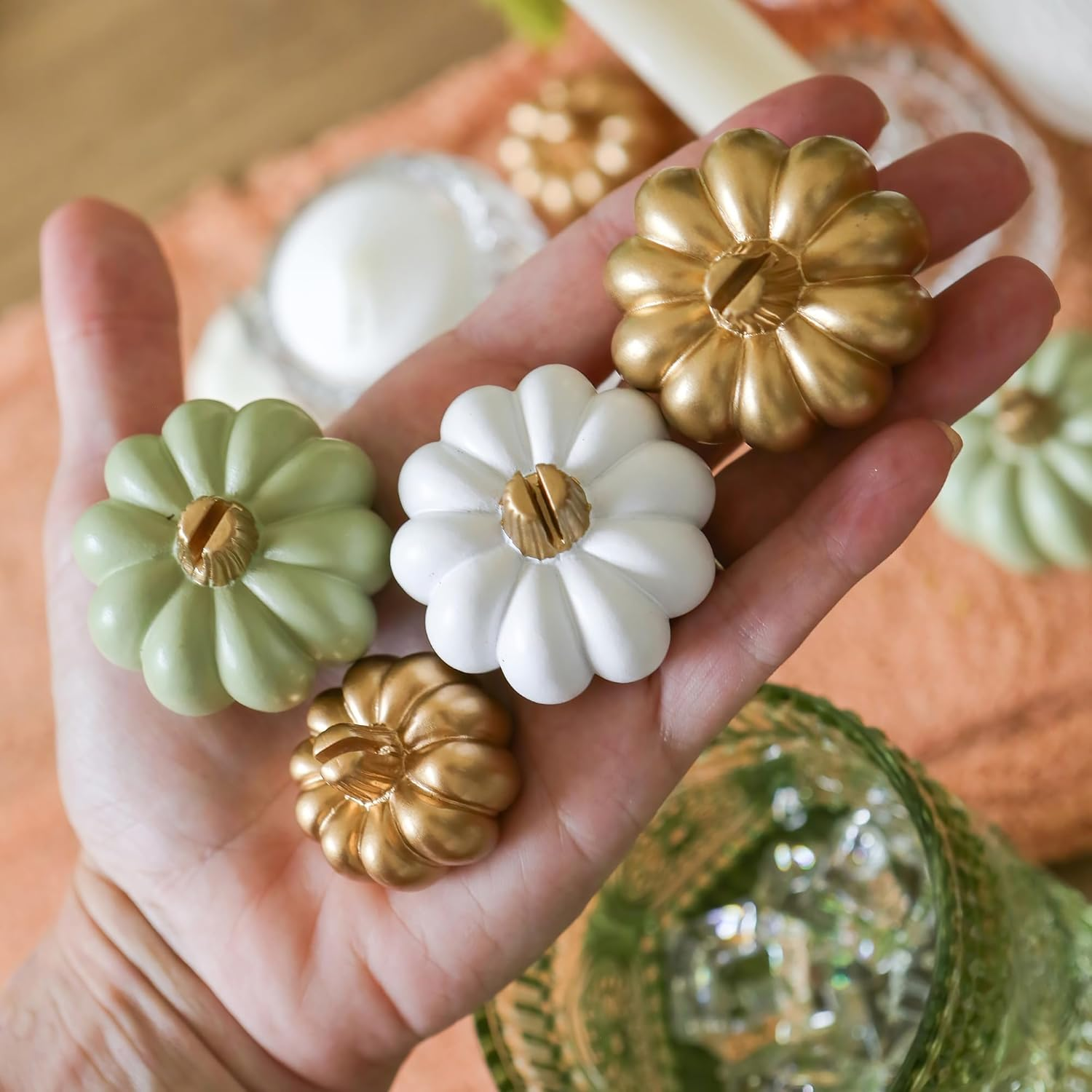 Kate Aspen Fall Decor Mini Green Pumpkin Place Card Holder (Set of 6), Place Settings, Perfect for Thanksgiving Table Decor, Fall Themed Weddings, Bridal Brunches image number 6
