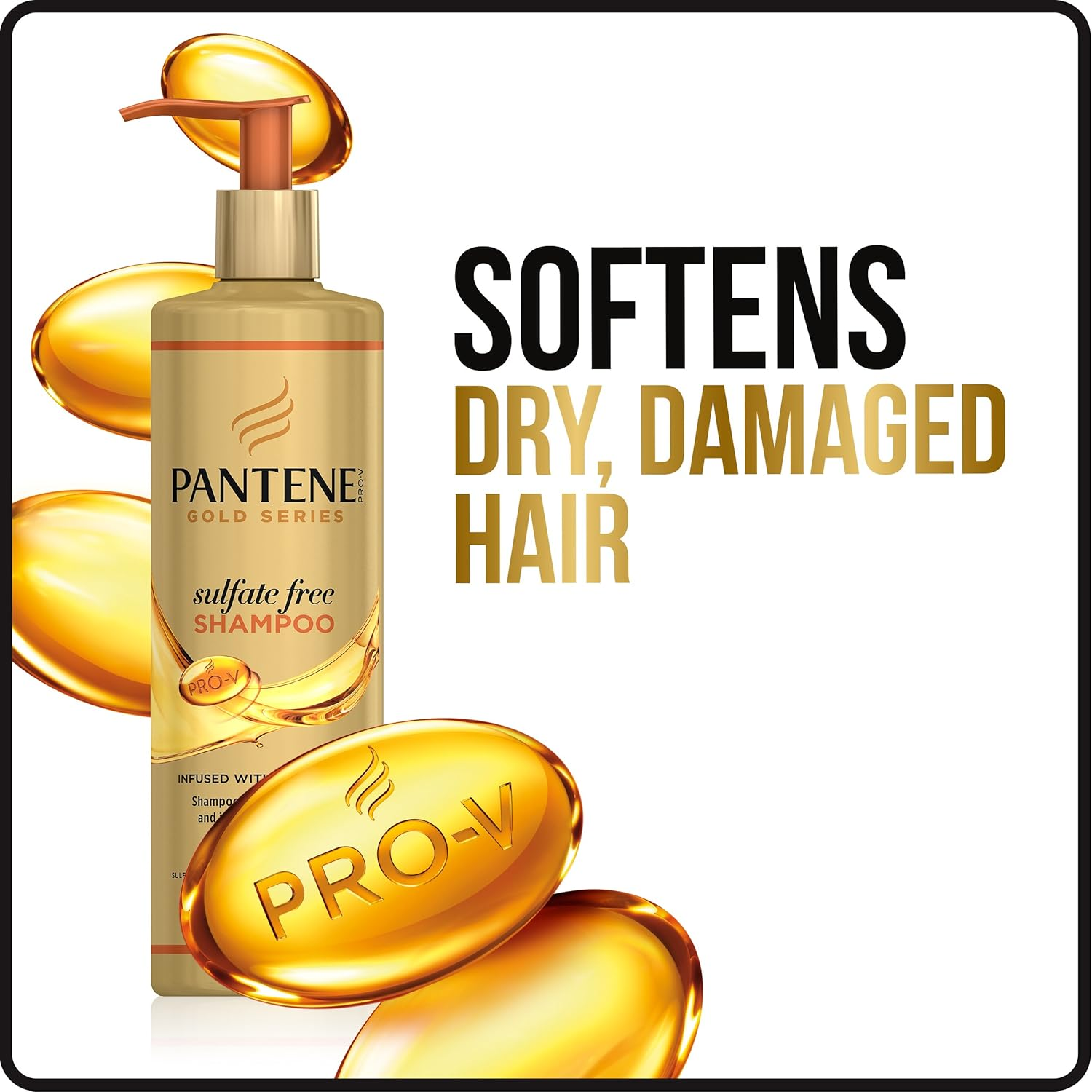 Pantene Gold Series Argan Oil from Prov for Natural and Curly Textured Hair, Sulfate Free Shampoo, 252Ml image number 2