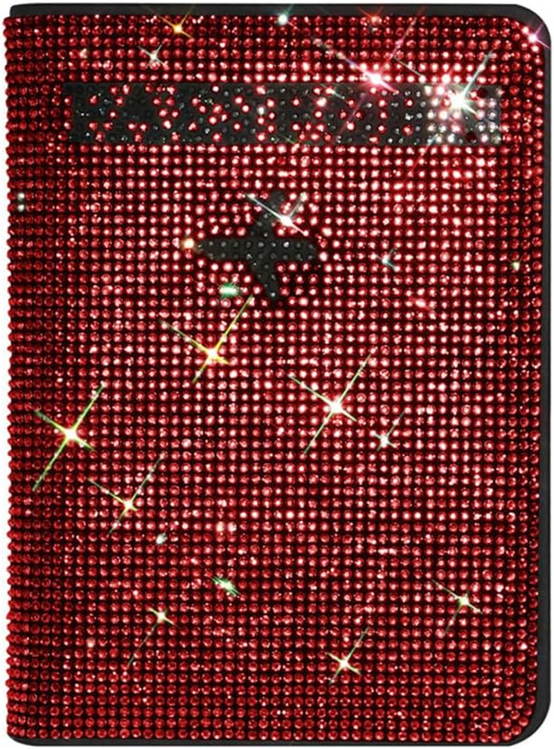 MYHOBBY Shiny Rhinestone Passport Holder Cover Wallet Case Travel Essentials Passport and Vaccine Card Holder,Vacation Travel Accessories for Men Women,Pink image number 4