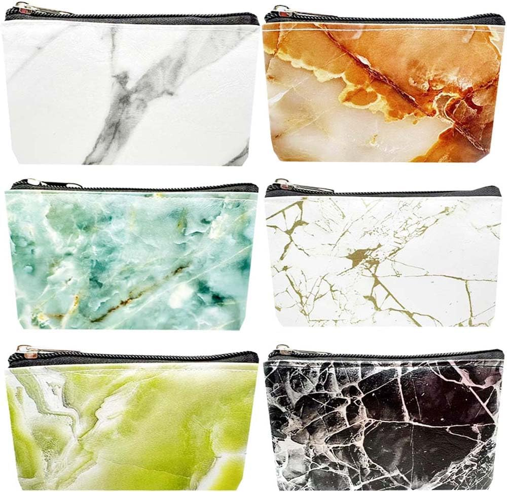 Happydaily 6 Pack Canvas Zipper Bags Small Makeup Bags Lipstick Cosmatic Organizer Small Storage Pouch Carrying Purse, Pink/Blue/Red/Yellow/White/Black, Small (3.1" X 5.1"), Classic Makeup Bags Set image number 5