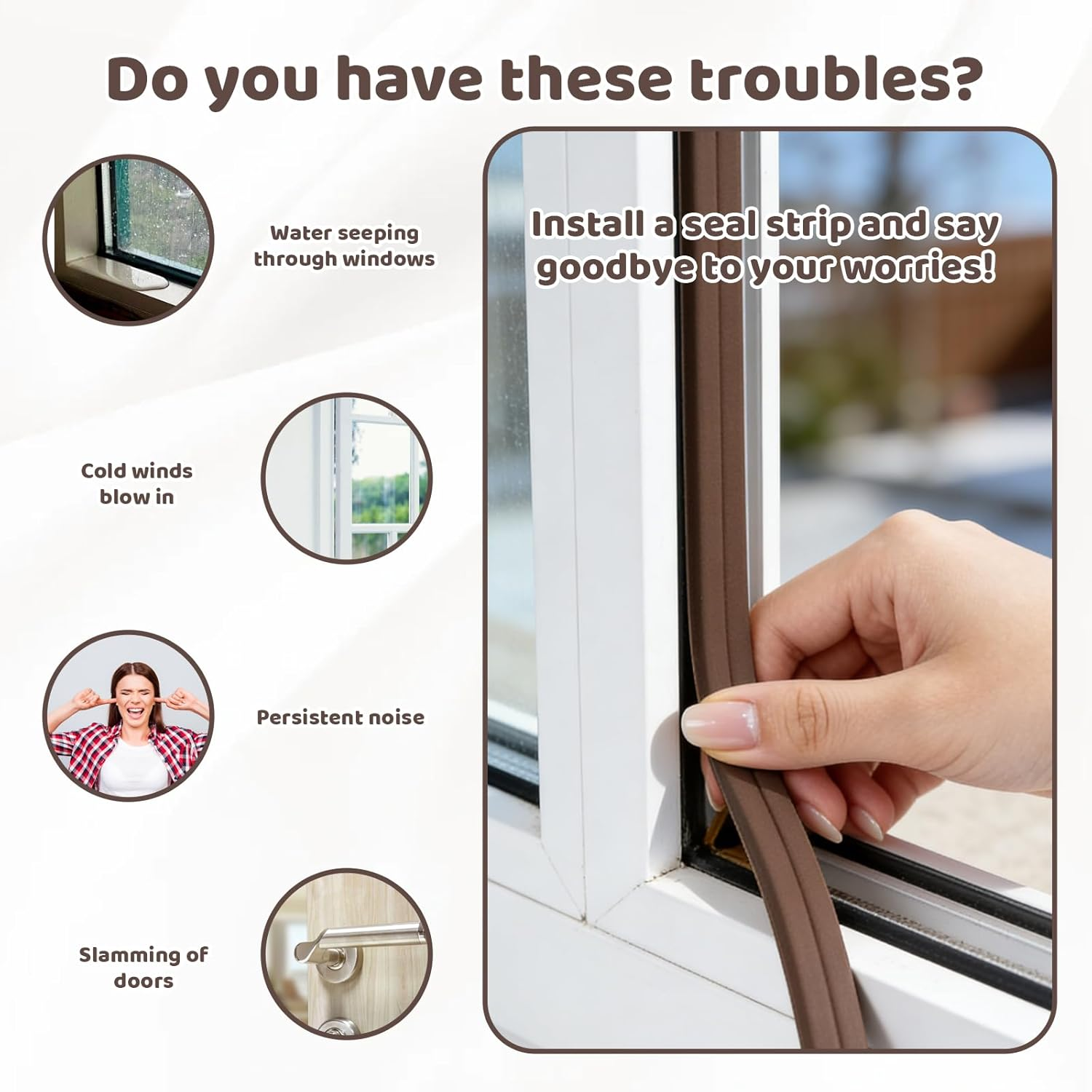 2 Pack Door Seal Strip, 20M Foam Tape for Weather Stripping Door Seal and Window Insulation, Self-Adhesive Door Gap Blocker for Home Improvement image number 6