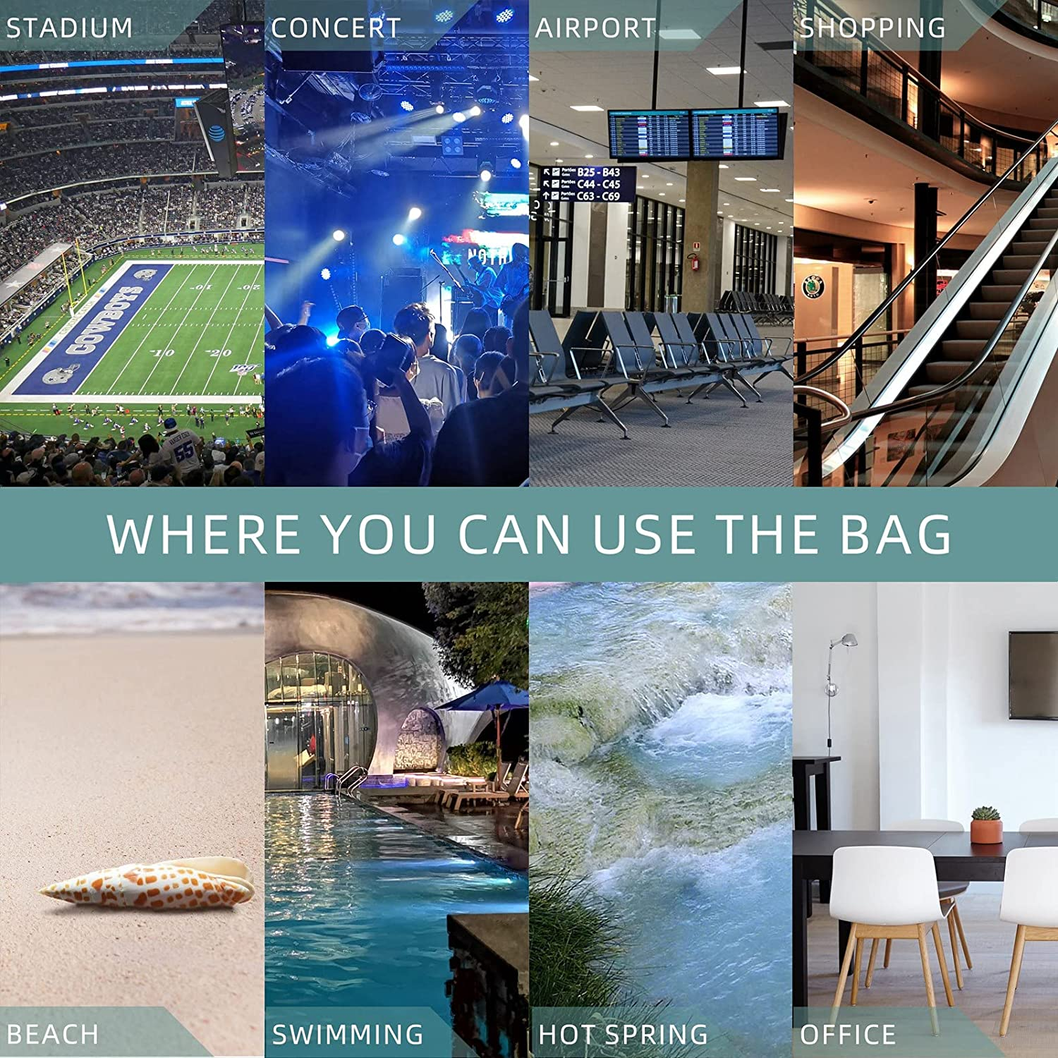 PVC Clear Crossbody Bag Stadium Approved, Transparent Gym Shoulder Bag, Clear Purse, Zipper Sling Style, Adjustable Shoulder Strap, for Sports Fans and Travelers, for Men & Women