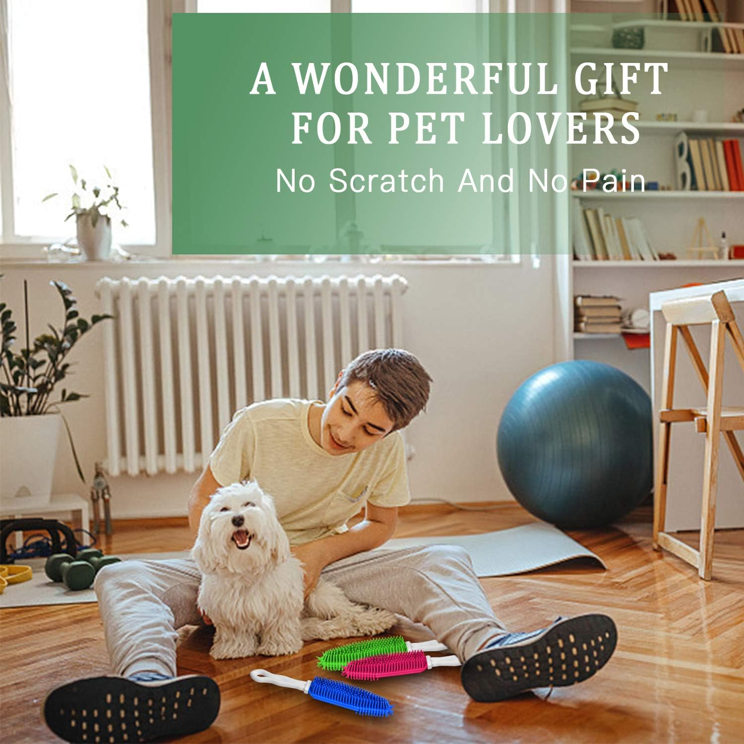 3 Pieces Pet Hair Remove Brush, Akamino Car & Auto Detailing Brush - Hair Lint Remover for Dogs Cats, Rubber Massage Brush for Furniture, Car Interiors, Carpet image number 2