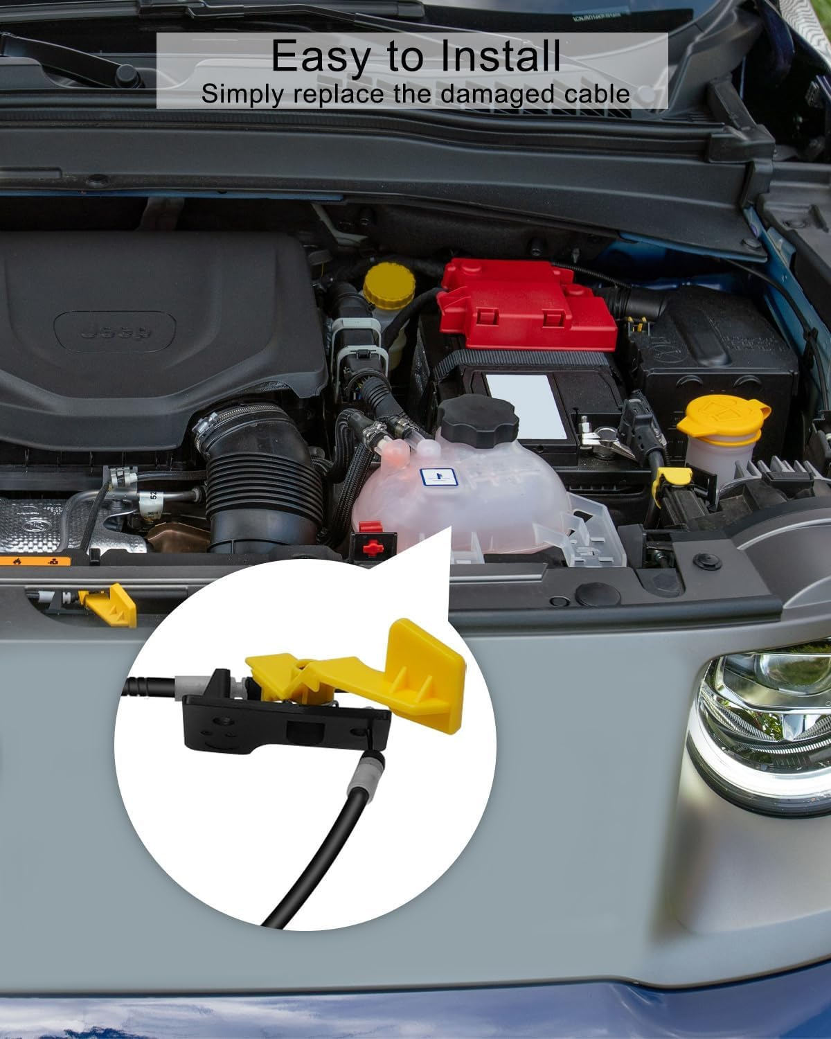 Hood Release Cable Fit for Jeep Renegade 2015 2016 2017 2018 2019 2020 2021 Replace 68247126AA Hood Latch Hood Lock Release Cable