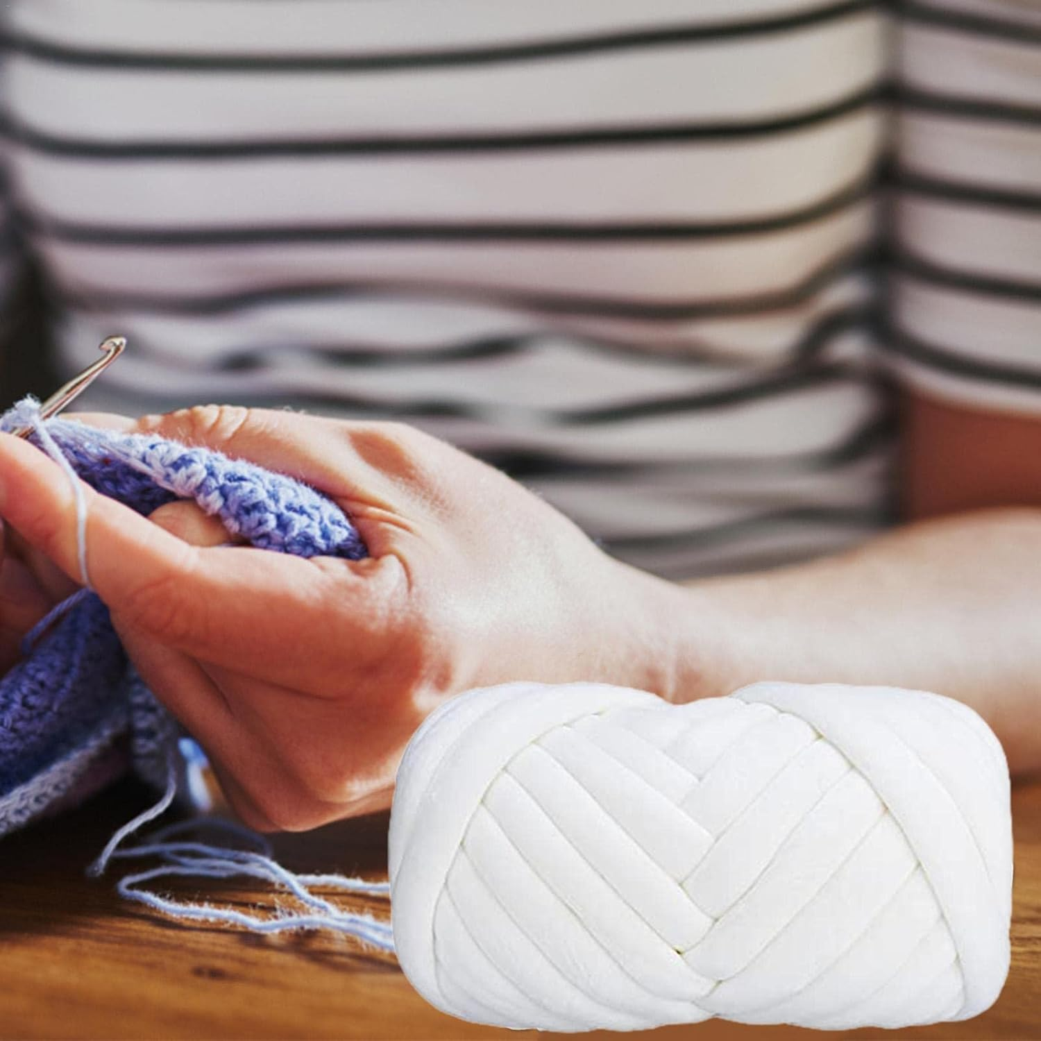 Chunky Cotton Yarn, Arm Knitting Yarn, Jumbo Giant Bulky Yarn for Arm Knitting Handmade DIY Throw Blanket Crafts Carpets, 1 Roll(20 Yards) image number 6