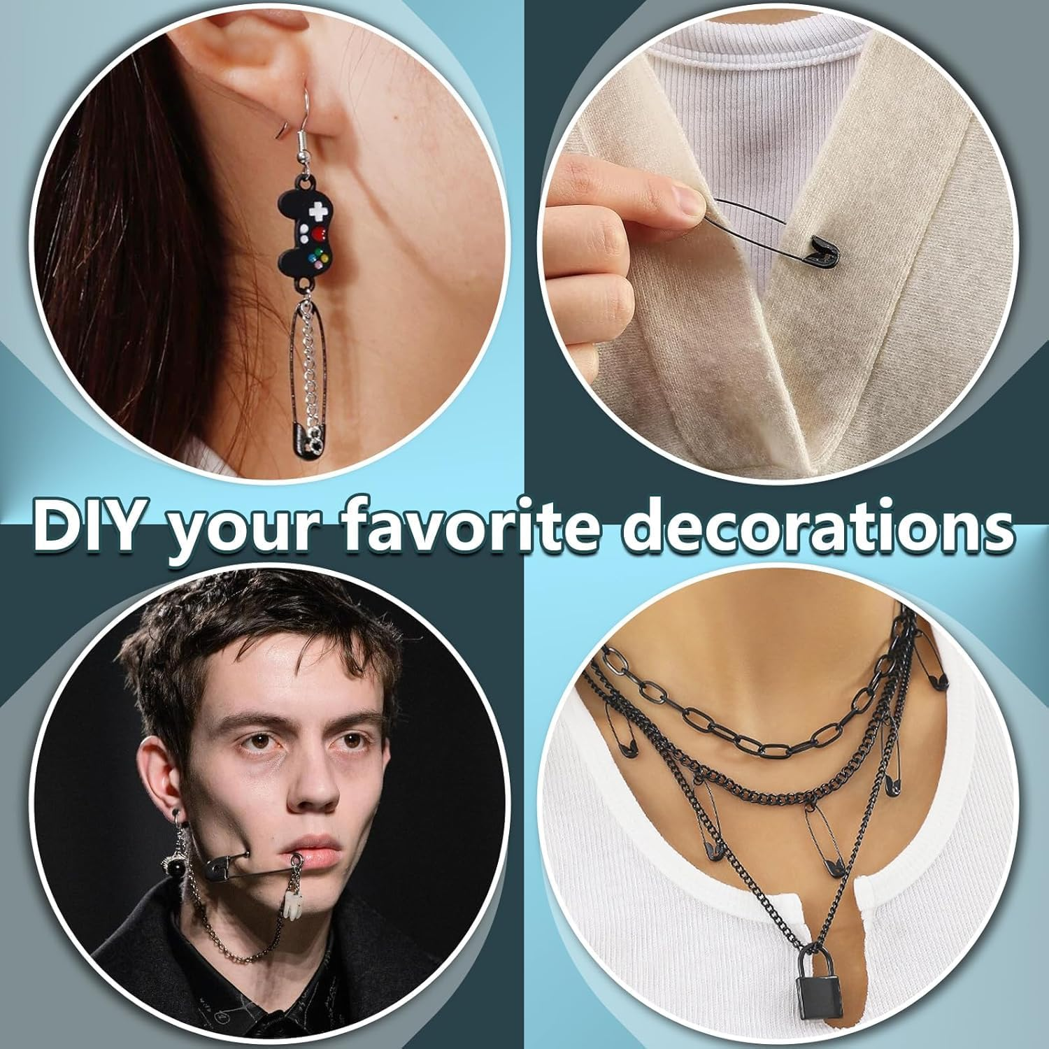 Safety Pins, 500 Pcs Safety Pins for Clothing, Metal Safety Pins for Clothing, Sewing, Crafts, Jewelry Making (Black, 18Mm) image number 4