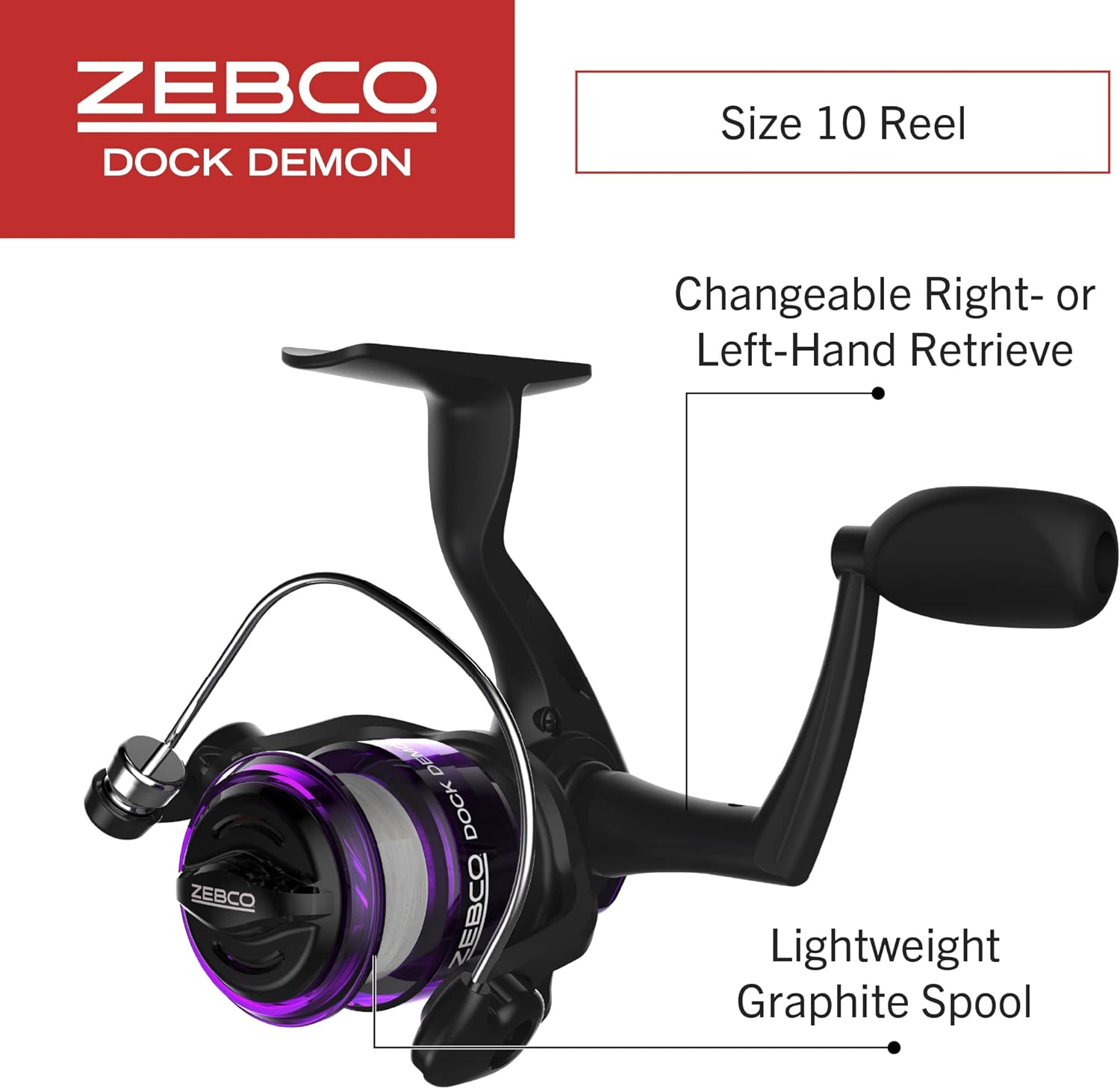 Zebco Dock Demon Spinning Reel or Spincast Reel and Fishing Rod Combo, 30-Inch Durable Fiberglass Rod, Quickset Anti-Reverse Fishing Reel image number 6