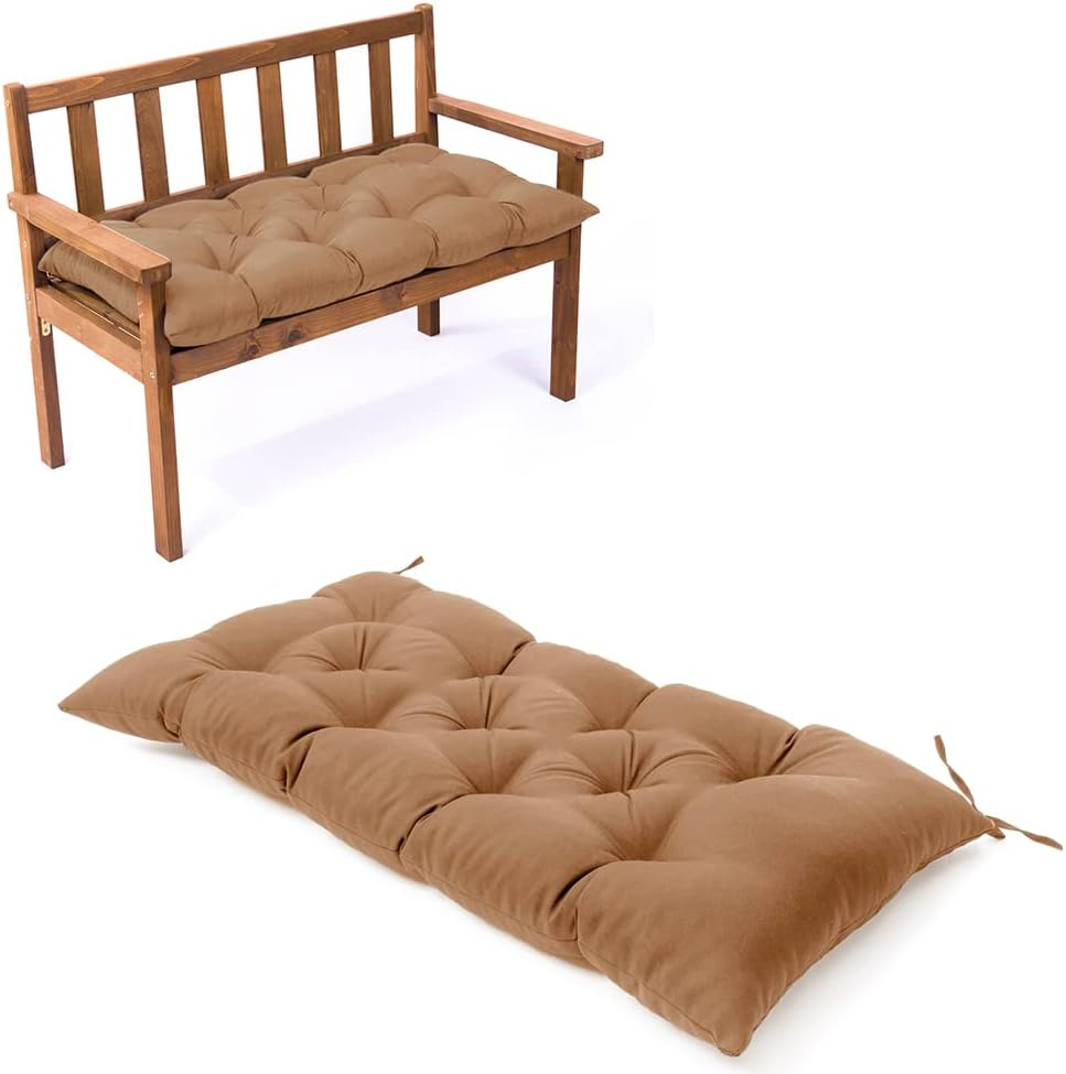 Waterproof Lounger Seat Cushions Outdoor Loveseat Bench Seat Pads Tufted Bench Cushion (39.4 X 19.7 Inch, Khaki) image number 1
