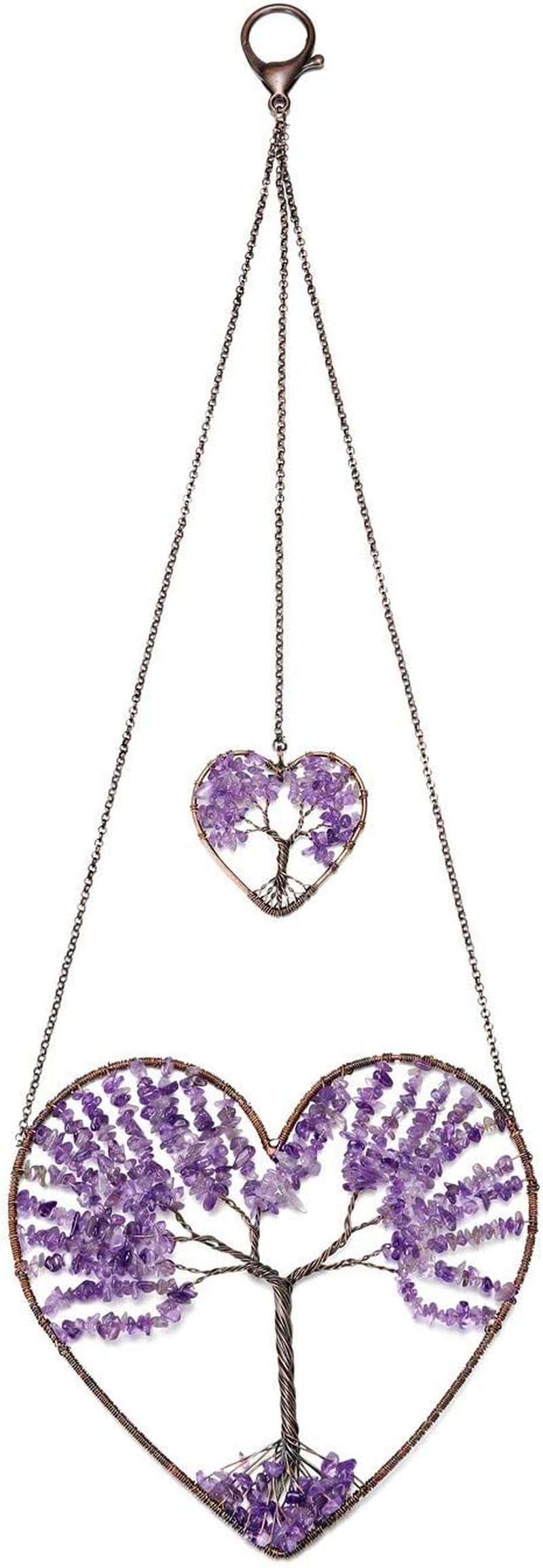 Jovivi 7 Chakra Healing Crystals Spiritual Gifts Chakra Gifts for Women Natural Gemstones Tree of Life Heart Dream Catcher Hanging Ornament Bedroom Wall Decorative Home Accessories Housewarming Gifts