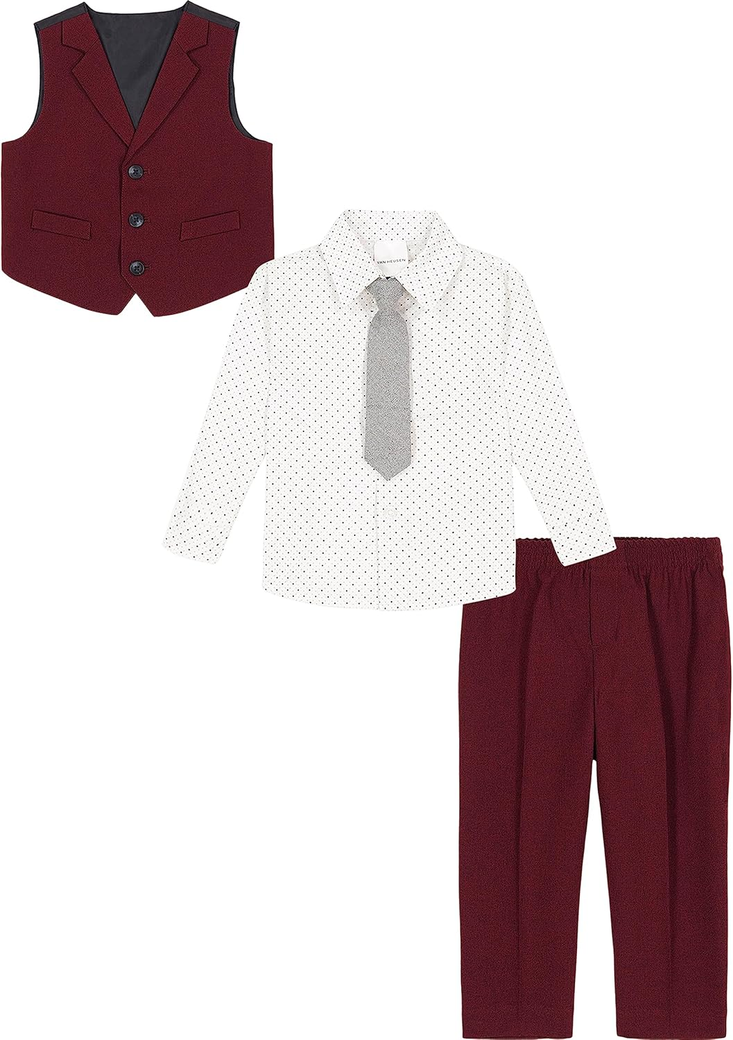 Van Heusen Baby Boys' 4-Piece Formal Set, Vest, Pants, Collared Dress Shirt, and Tie image number 2