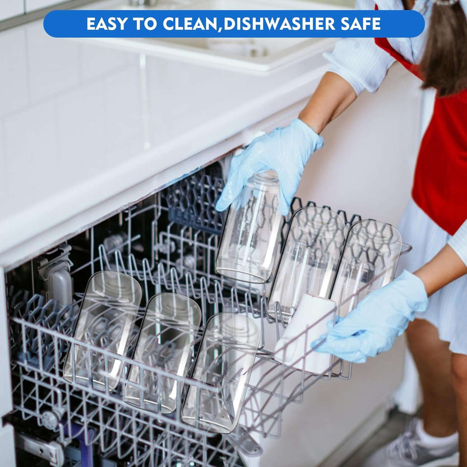 Drinking Glasses with Bamboo Lids and Glass Straw,16Oz Can Shaped Glass Cups, Beer Glasses, Iced Coffee Cups, Clear Glass Tumbler with Straw, for Cocktail, Whiskey, Gift Set(6 Pack) image number 3