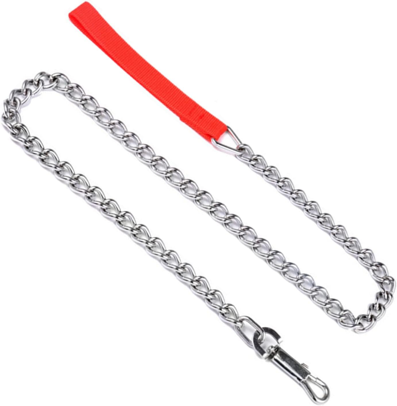 1 Pcs Red Nylon Leash Dog Chain Chew Dog Chain Metal Dog Leash Training Dog Lead Chain Padded Handle Training Dog Chain for Small Medium Large Dogs Training Walking(Red) image number 2