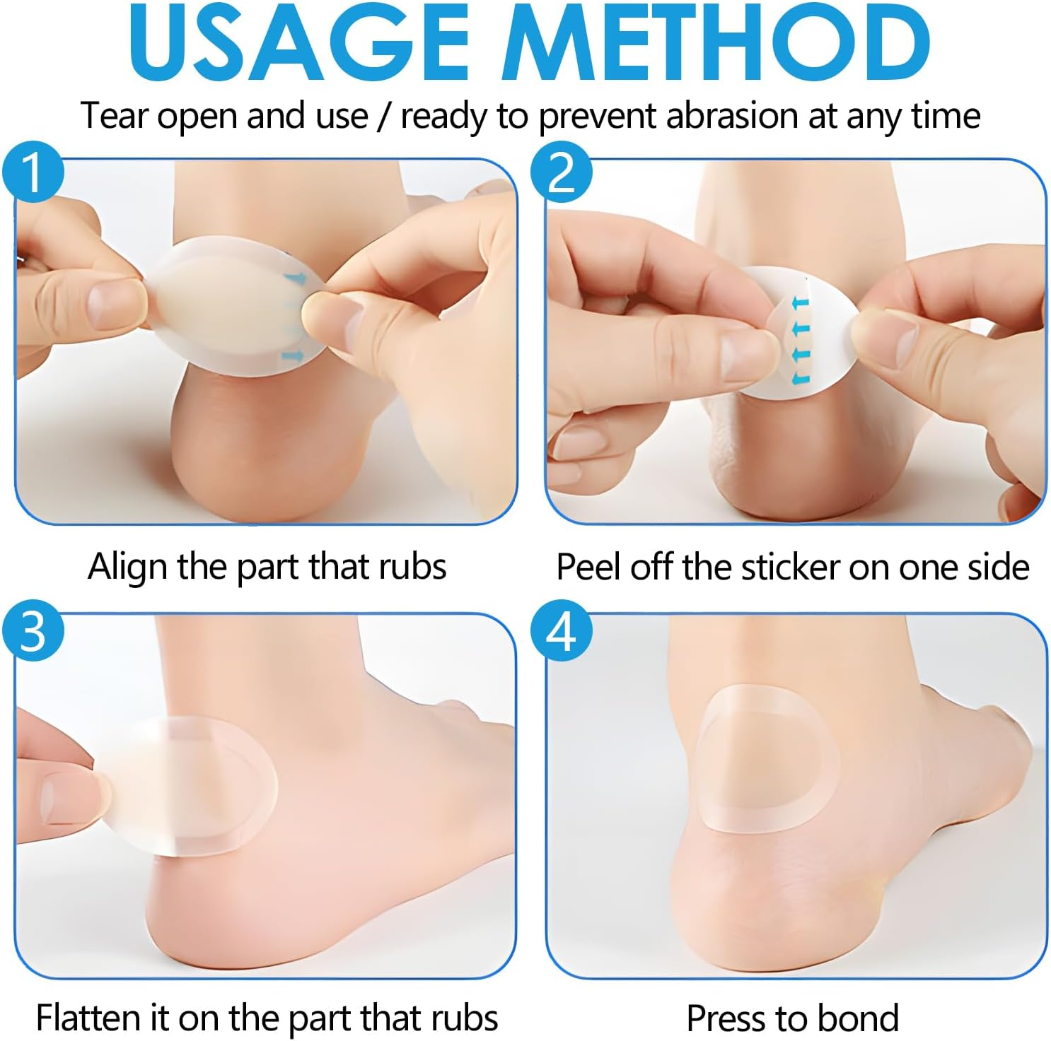 Blister Plasters for Feet, Waterproof Heel Protector for Running, Hiking & Daily Wear - Hydrocolloid Adhesive Bandages to Prevent & Heal Blisters on Toes, Forefoot & Heel (3 Styles, 24 Pcs) image number 1