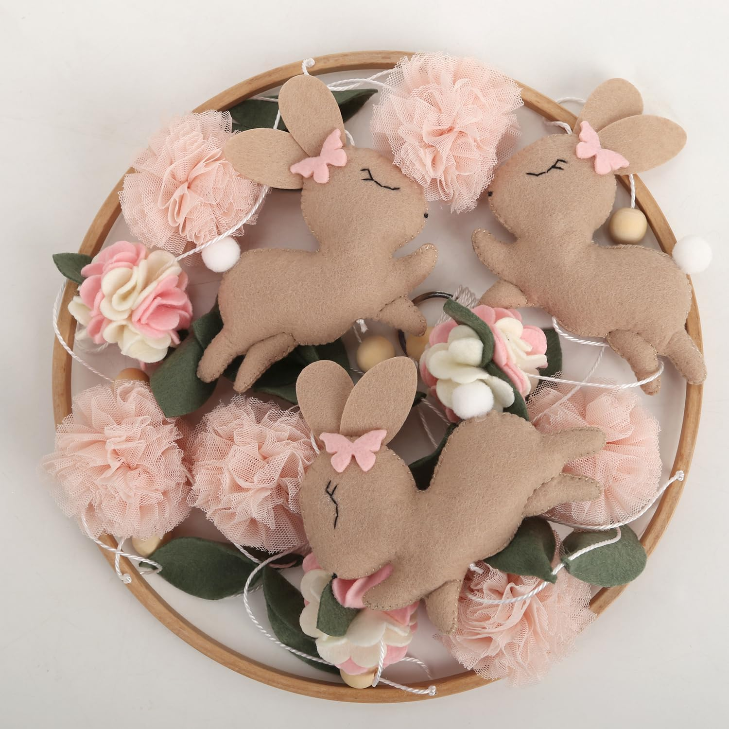 Baby Mobile for Crib Handmade Bunny Nursery Mobile Pink Flowers Crib Mobile for Girls image number 5