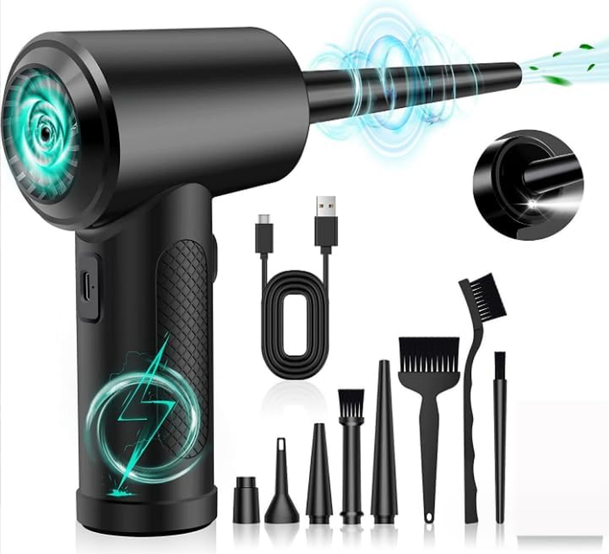 Compressed Air Duster Cleaner for PC, Electric Air Blower for PC Cleaning, 3-Speed Cordless 91000 RPM Rechargeable Reusable Compressed Air Cleaner for Laptop Computers Keyboard image number 1