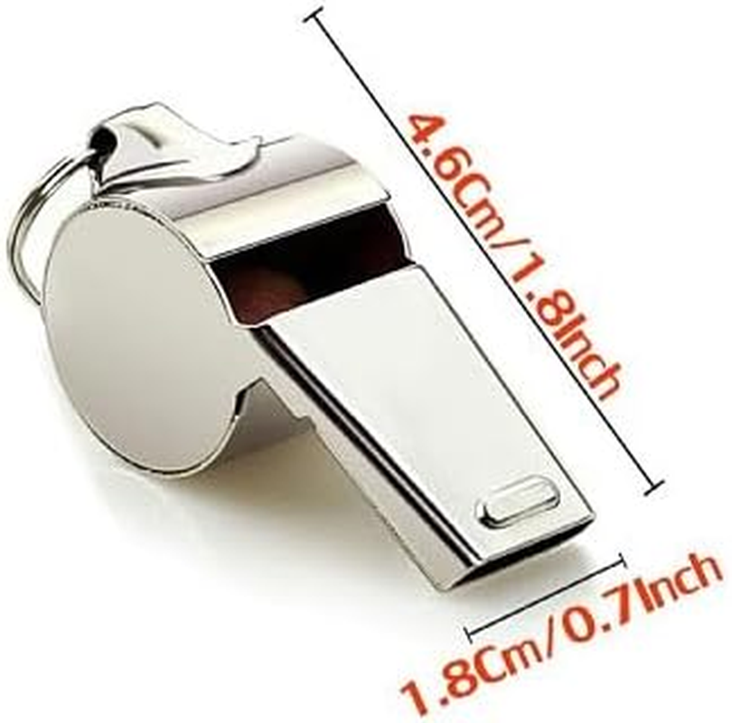 Three Stainless Steel Sports Whistles with Lanyard, Loud Crisp Sound Whistles Great for Coaches, Referees, and Officials image number 4