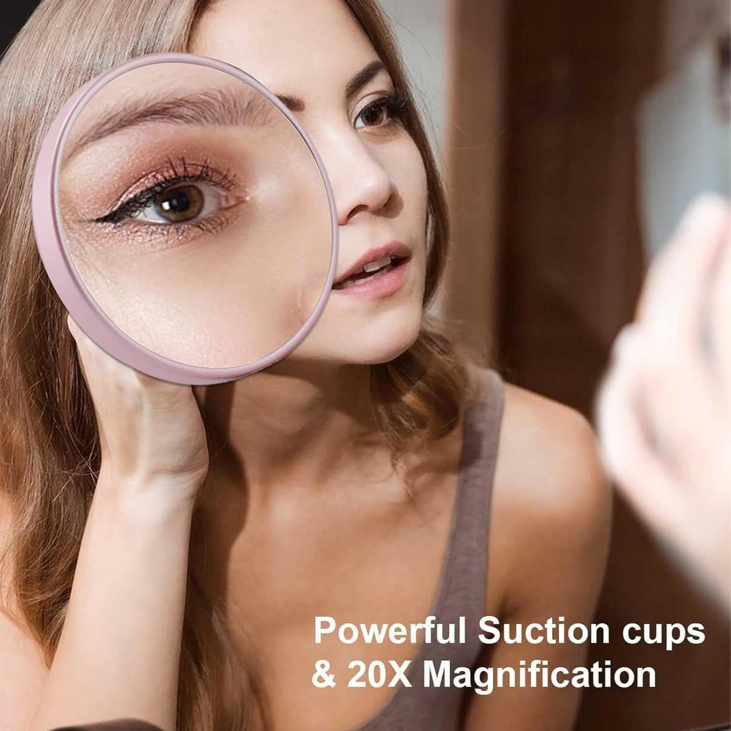 Yamobi Pack of 3 Cosmetic Mirrors with Magnification, Compact 3.5 Inch Magnifying Mirror with Suction Cup, Including Precision Tweezers for Care (5X, 10X, 15X) image number 5