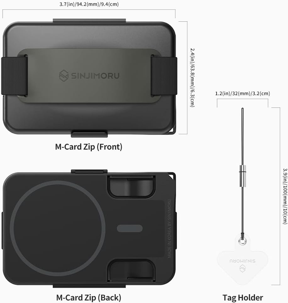 Sinjimoru for Magsafe Wallet, Secure Hard Lock Magnetic Card Holder as a Magsafe Stand and Magsafe Grip for Iphone 17 16 15 14 13. M-Card Zip Olive Grey - Blue image number 7