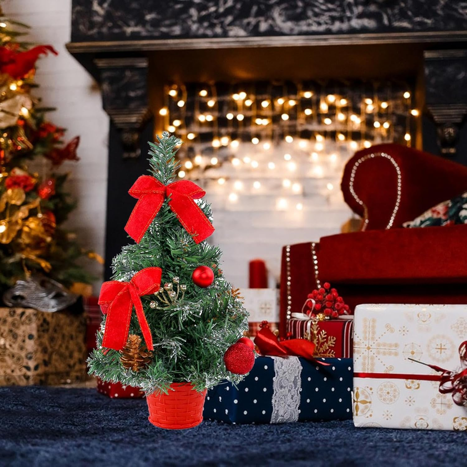 Tabletop Christmas Tree, Home Artificial Pine Tree for Table, Table Small Christmas Tree with Christmas Ornaments for Window, Door, Shelf image number 2