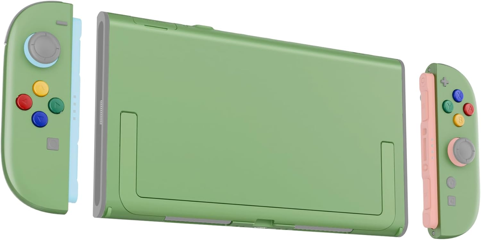 Extremerate DIY Replacement Shell Buttons for Nintendo Switch 2, Custom Console Rear Back Plate + Faceplate with Decorative Strips ABXY Direction Keys for Joycon 2 - Essence Version - Matcha Green - New Hope Gray image number 4