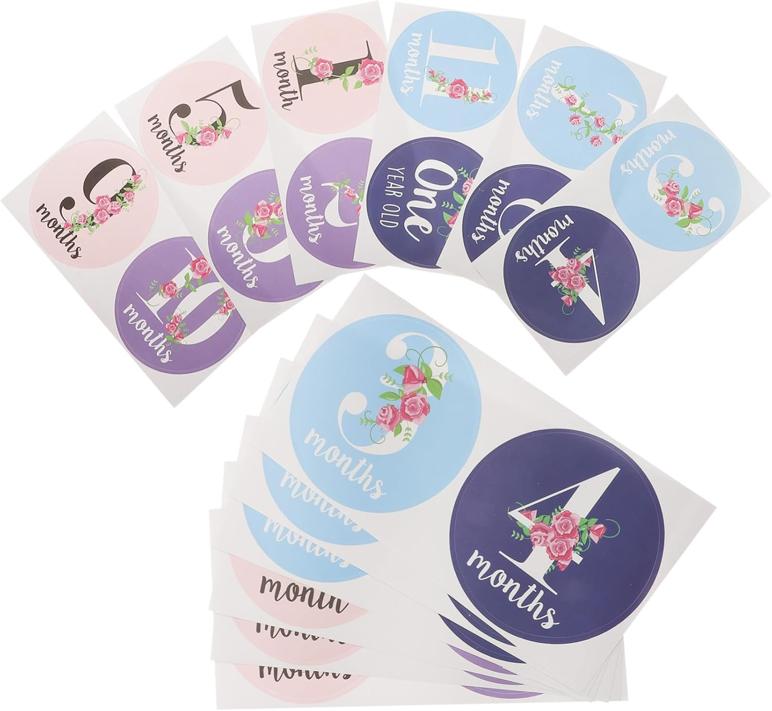 12Pcs Milestone Sticker Cards for Newborn Monthly Photo Prop Decor Adorable Boy Girl Belly Stickers Creative Newborn Monthly Paste image number 4