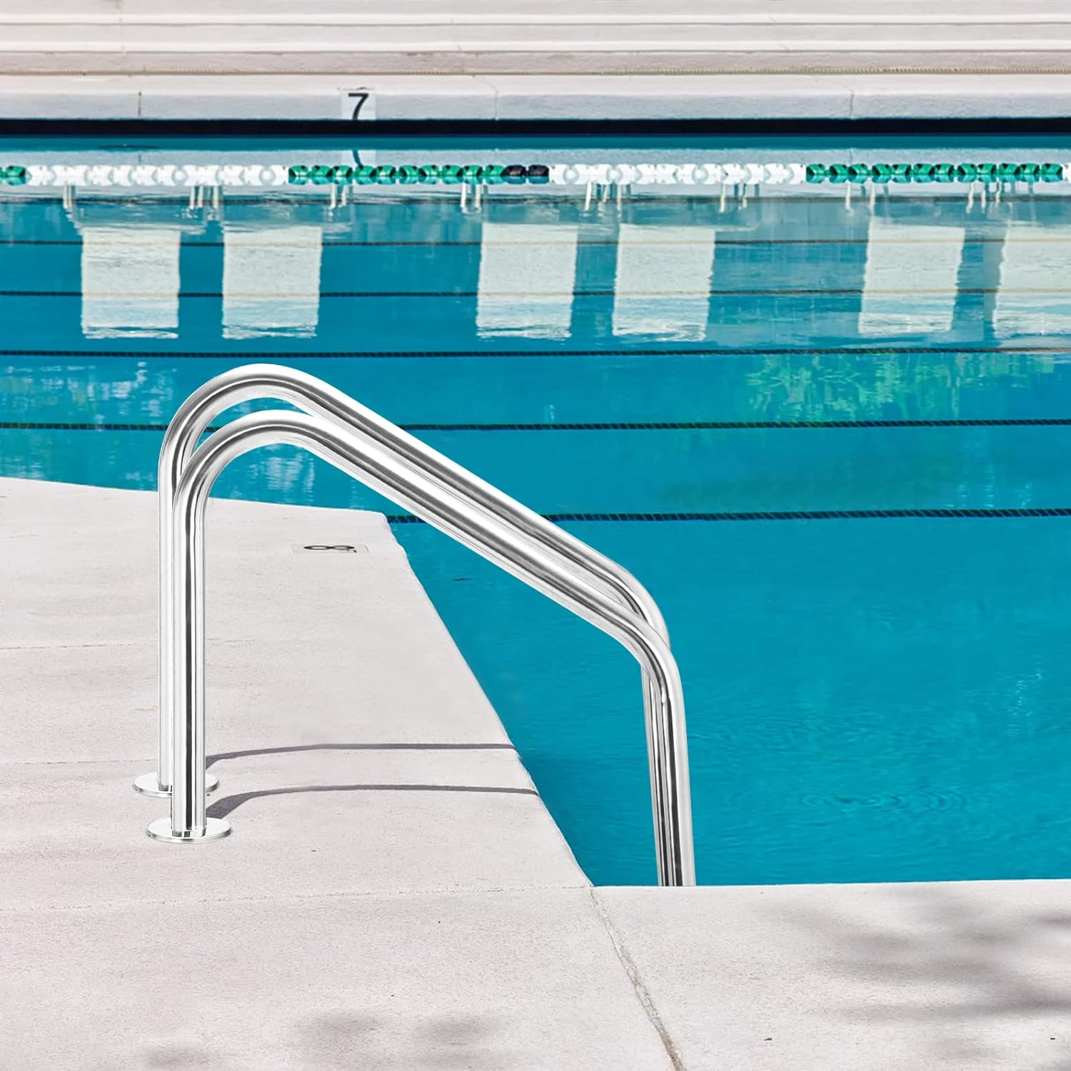 Costway 3-Step Split Stainless Steel Pool Ladder, Heavy Duty Steel Ladder for in Ground Pools, Pool Ladder W/Easy Mount Leg, Non-Slip Footstep image number 1