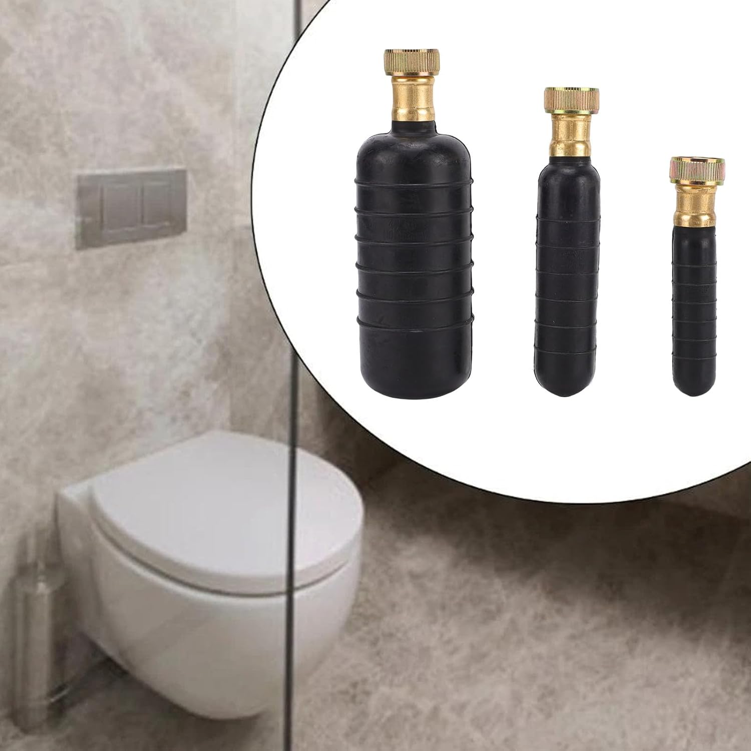 Dpofirs 3 Pcs Drain Bladder Kit, Rubber Plumbing Unclogger for 1-6 Inch Pipes, High Pressure Drain Cleaning Bladder with Stainless Steel Connector for Sink, Tub,Shower image number 3