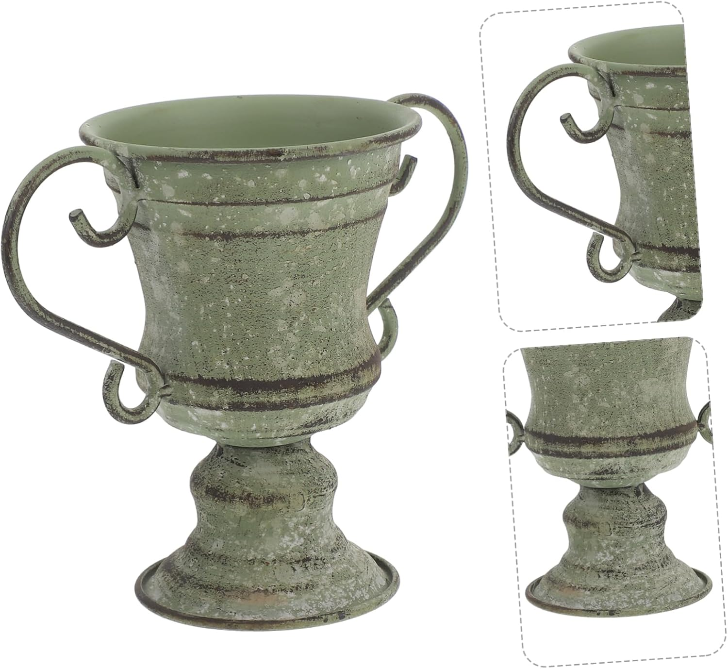 Happyyami Vintage Rustic Planter Pot for Outdoor Plants and Garden Decoration, Green Distressed Flower Pot for Balcony Patio, Decorative Flower Planter Suitable for Garden and Home Gardening