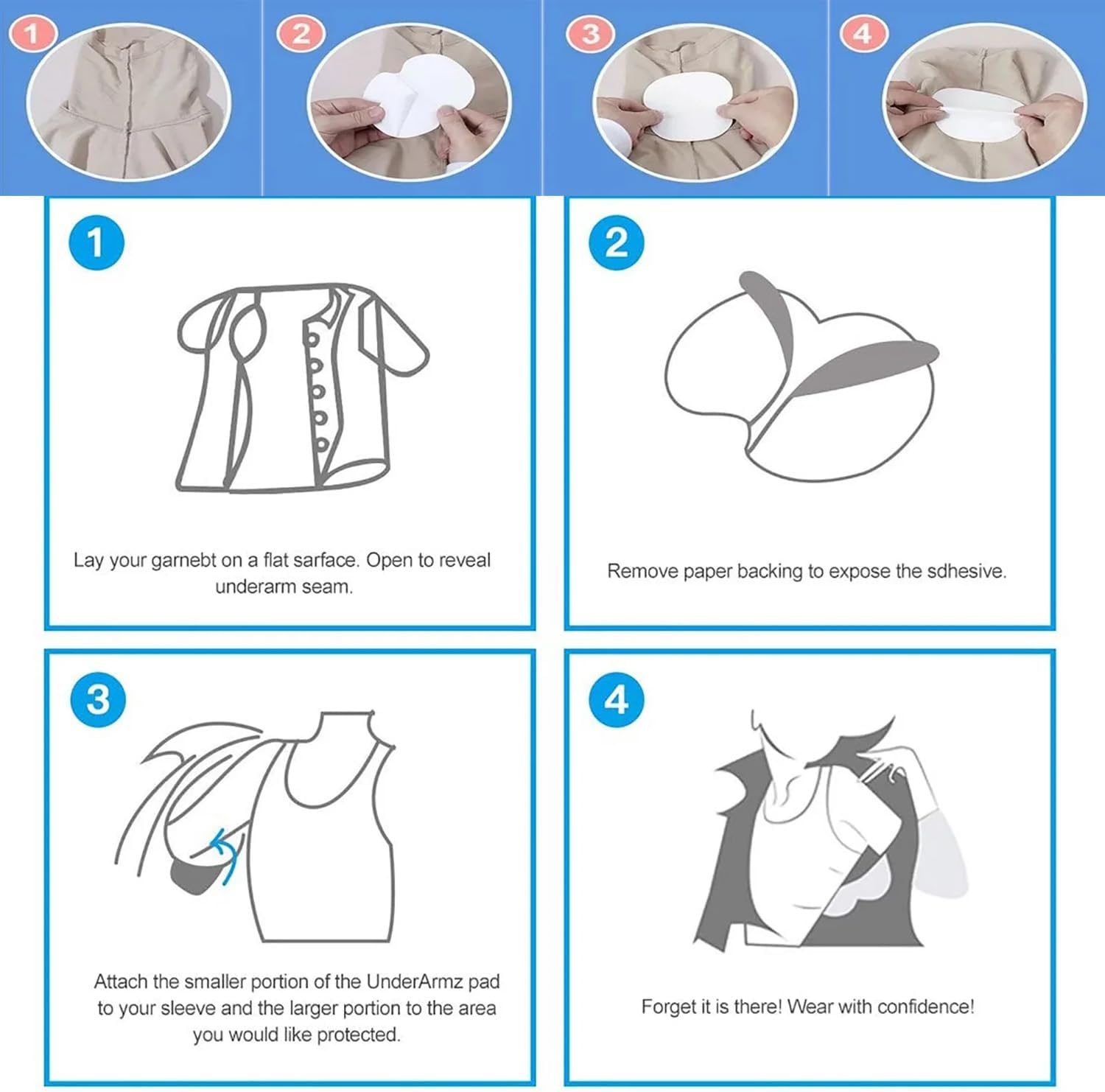 100 Pcs Underarm Sweat Pads/Anti-Perspirant & Odour Control for Men & Women/Absorbent Hyperhidrosis Protection, Comfortable & Unscented （Individually Wrapped） image number 1