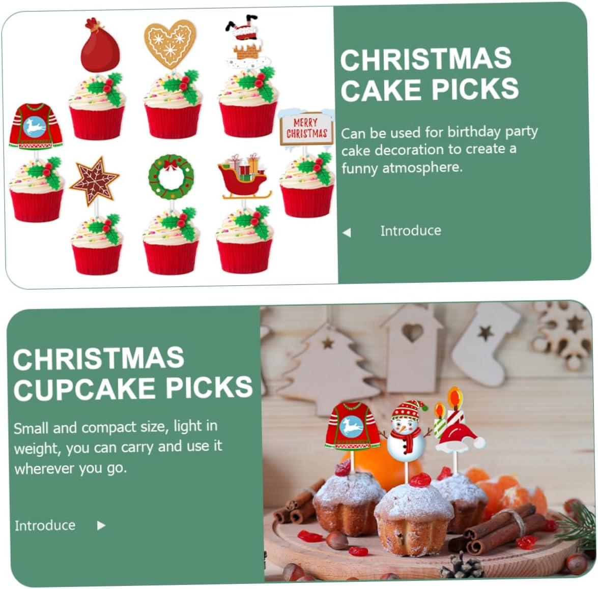 24Pcs Christmas Cake Decoration Festive Cupcake Toppers for Birthdays Showers Holiday Parties Lightweight Easy to Use Christmas Themed Picks for Cakes Desserts image number 6