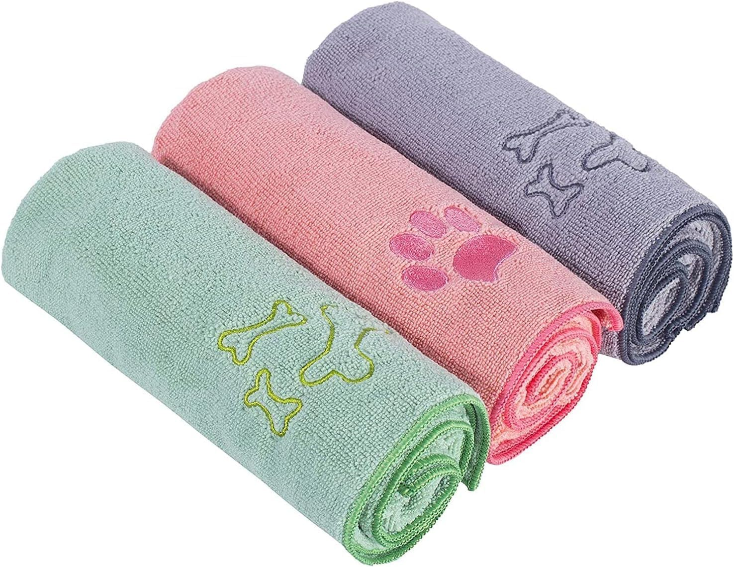 Quick Dry Microfiber Pet Towels for Cats and Puppies, Pack of 3 Large 100X50Cm Super Absorbent Dog Bath Towels - Shower Essentials image number 3
