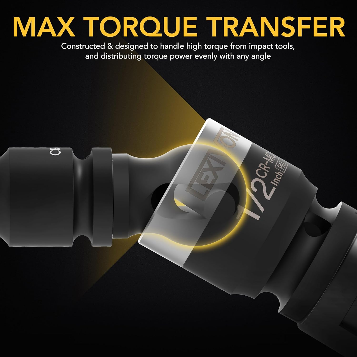 LEXIVON Impact Universal Joint - Patented SLIM Design | 3-Piece 1/2", 3/8", and 1/4" Socket Swivel Set | Chrome-Molybdenum Steel Full Impact Grade (LX-113-S) image number 1