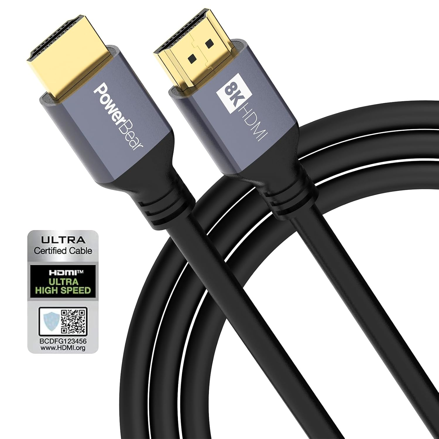 Powerbear 4K HDMI Cable 1 M | High Speed, Braided Nylon & Gold Connectors, 4K @ 60Hz, Ultra HD, 2K, 1080P, ARC & CL3 Rated | for Laptop, Monitor, PS5, PS4, Xbox One, Fire TV, Apple TV PC