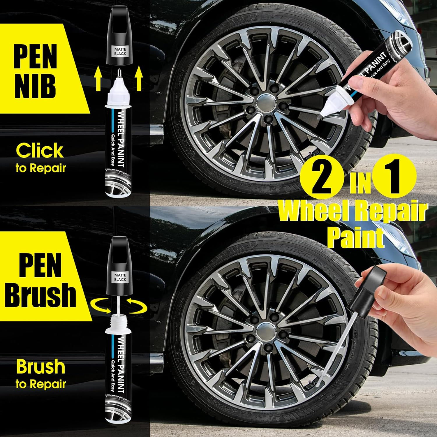 Silver Rim Touch up Paint, Car Wheel Repair Kit for Curb Rash, Quick and Easy Scratch Repair, Universal Color Silver Paint image number 1